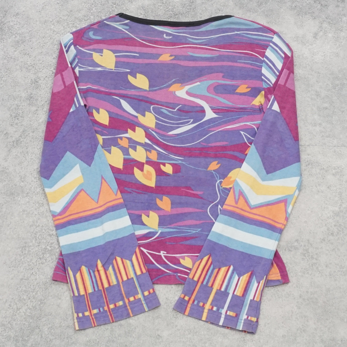2000s Hayes Graphic Psychedelic Printed Top Long Sleeve
