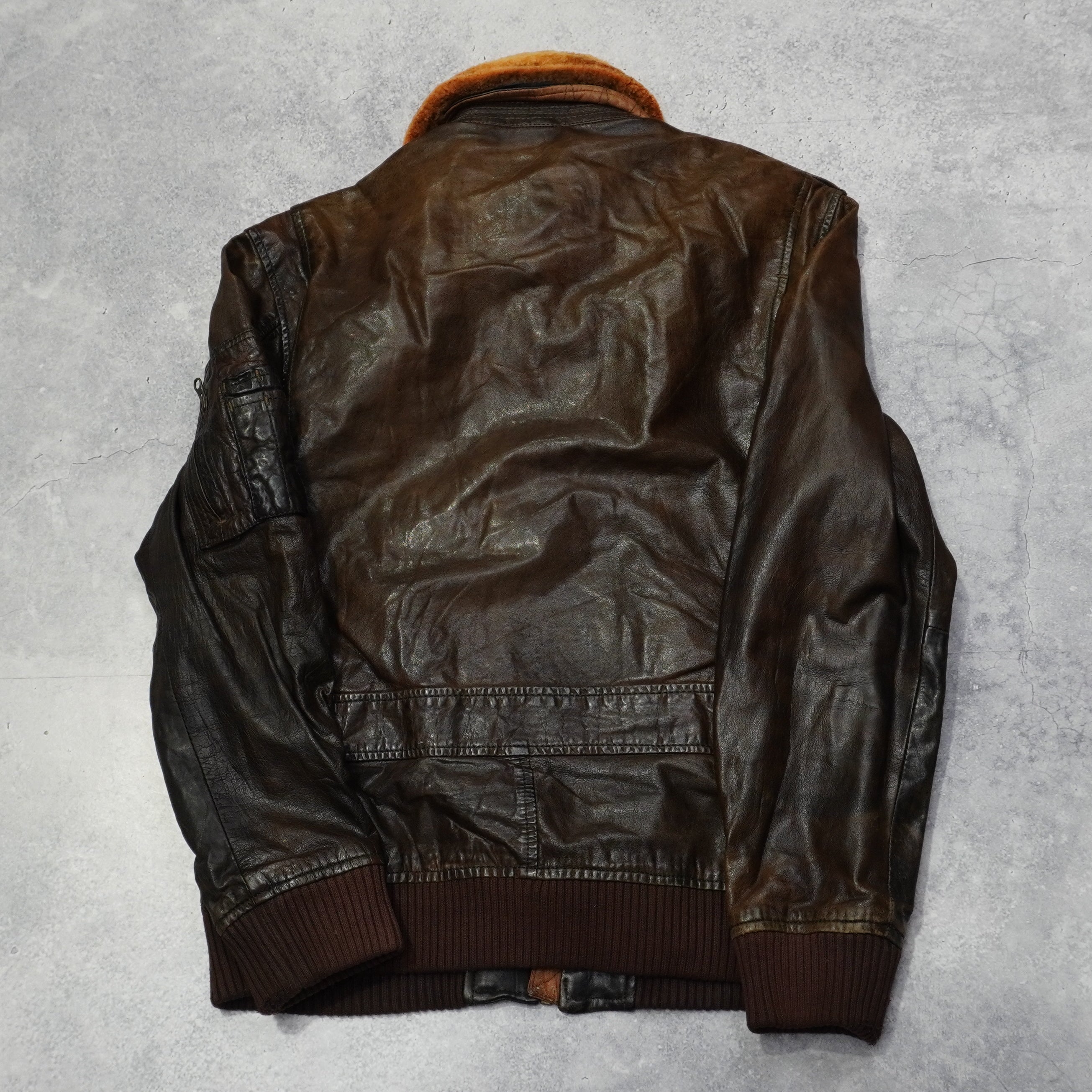 2000s Massimo Dutti Aviator Leather Jacket