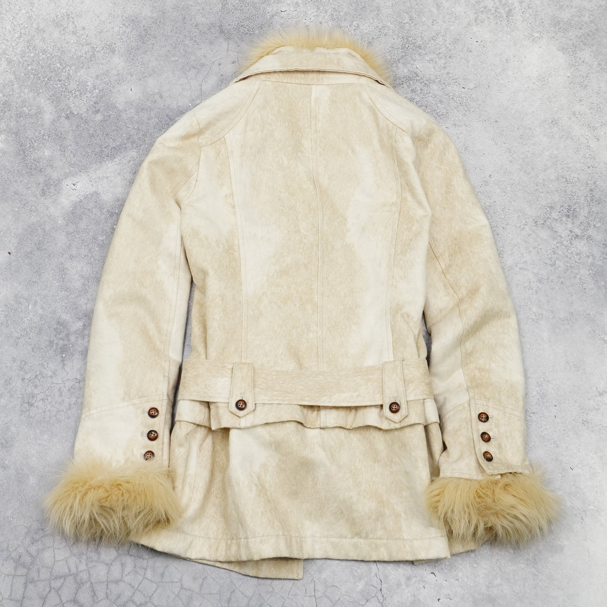 2000s Tornado Mart Faux Fur Trim Double Breasted Jacket