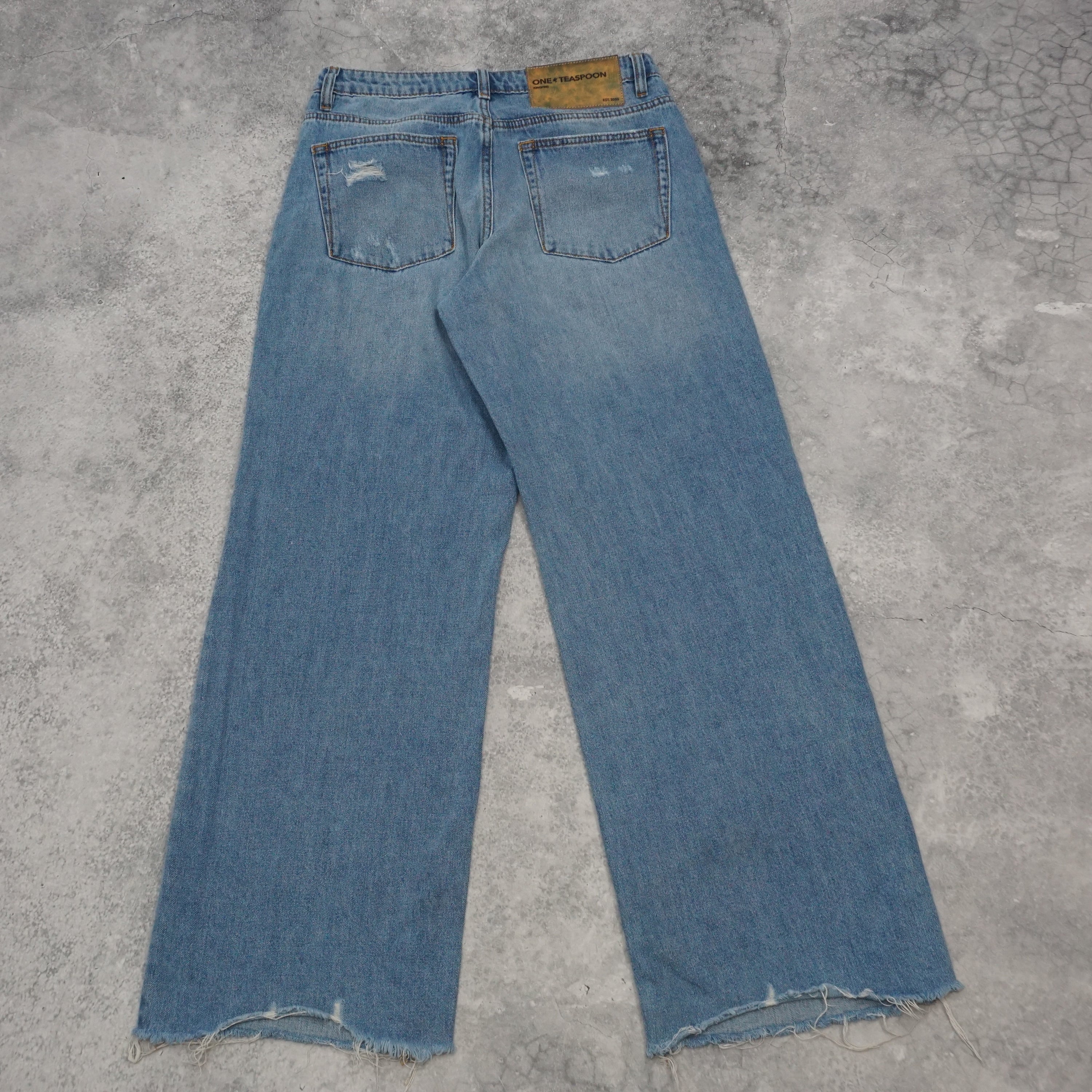 One Teaspoon Wide Leg Distressed Jeans
