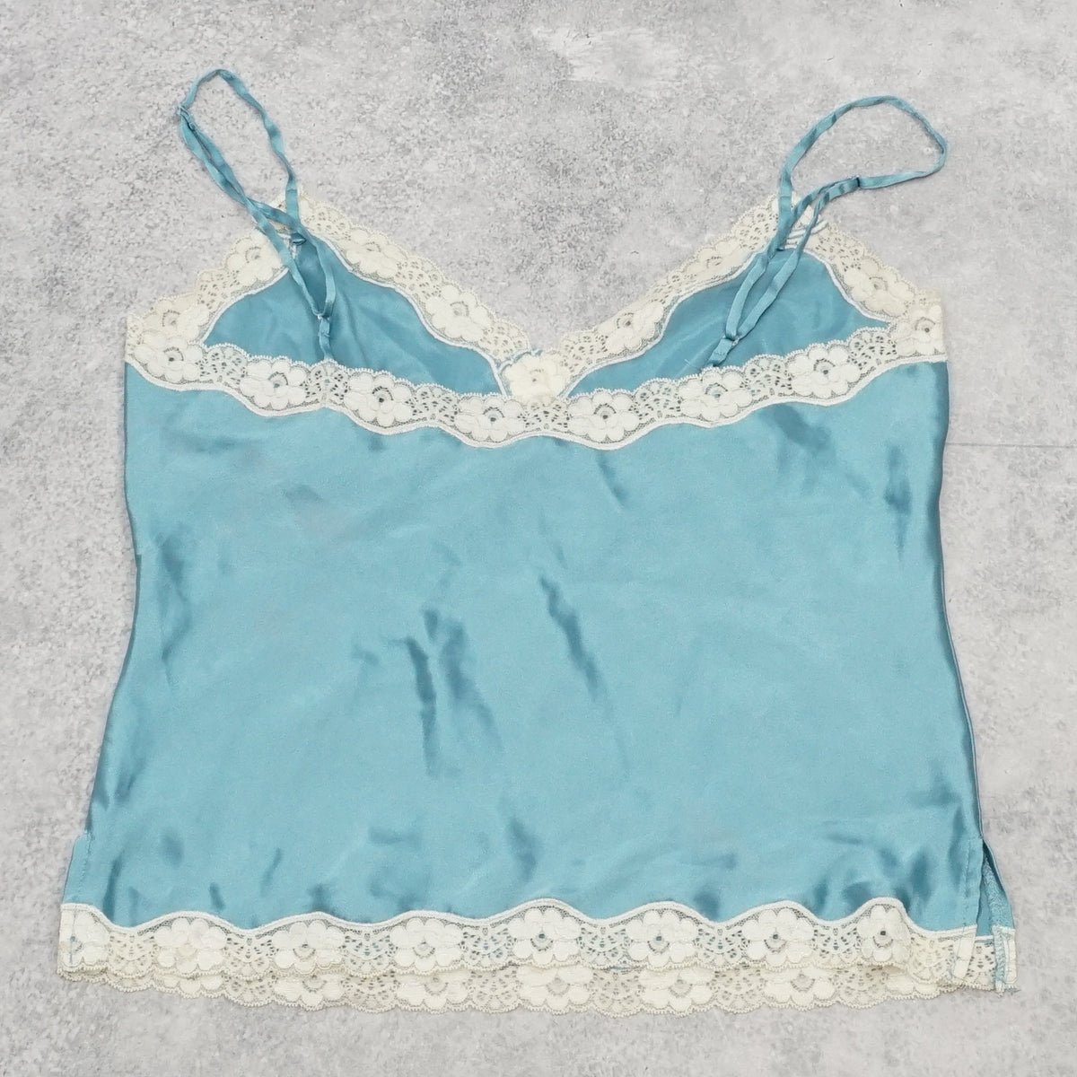 2000s Esprit Lace Trim Satin Cami Top
