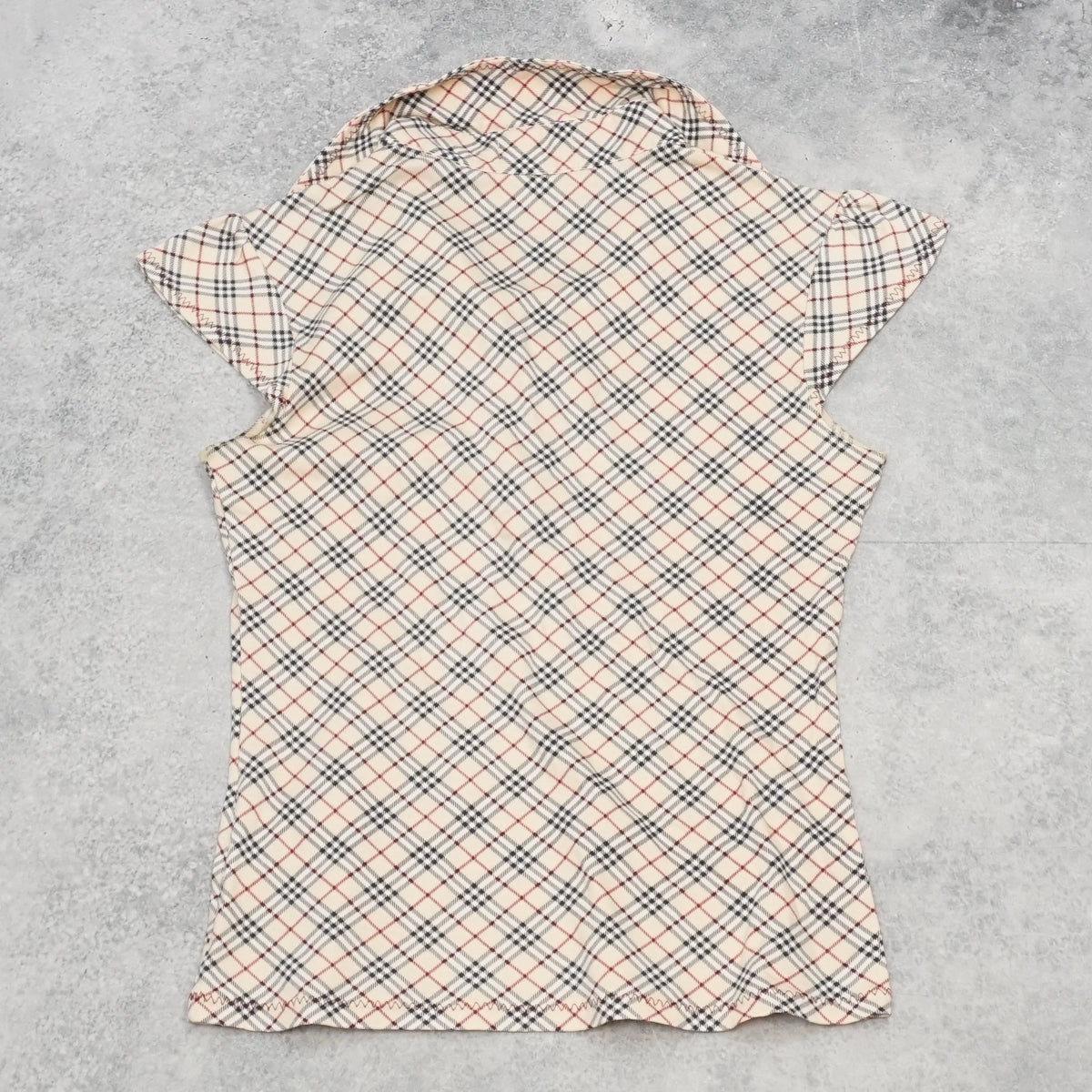2000s Burberry London Blue Label Nova Check Cap Sleeve Top