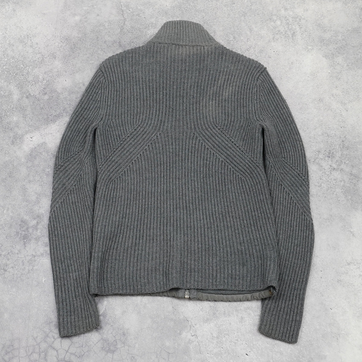 2000s Armani Exchange Suede Panel Knit Zip Up