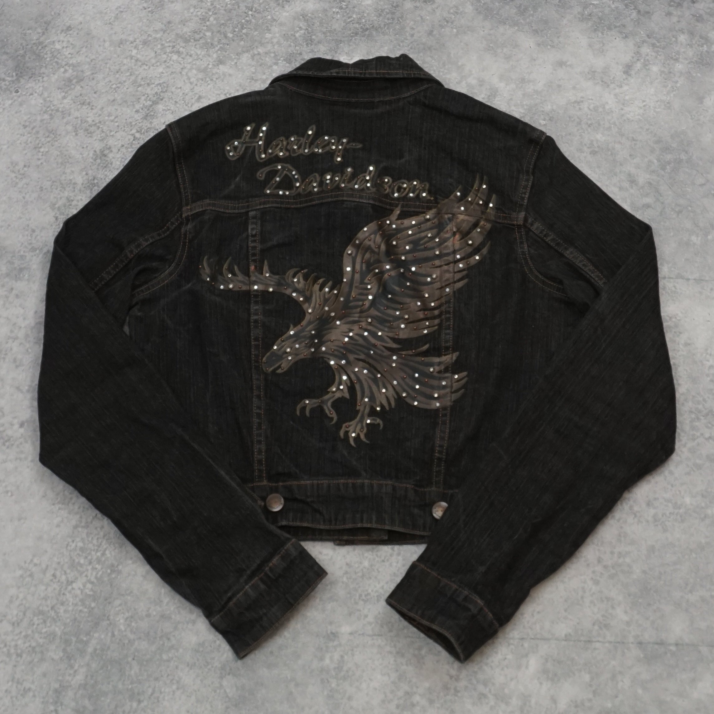 2000s Harley Davidson Cropped Denim Jacket