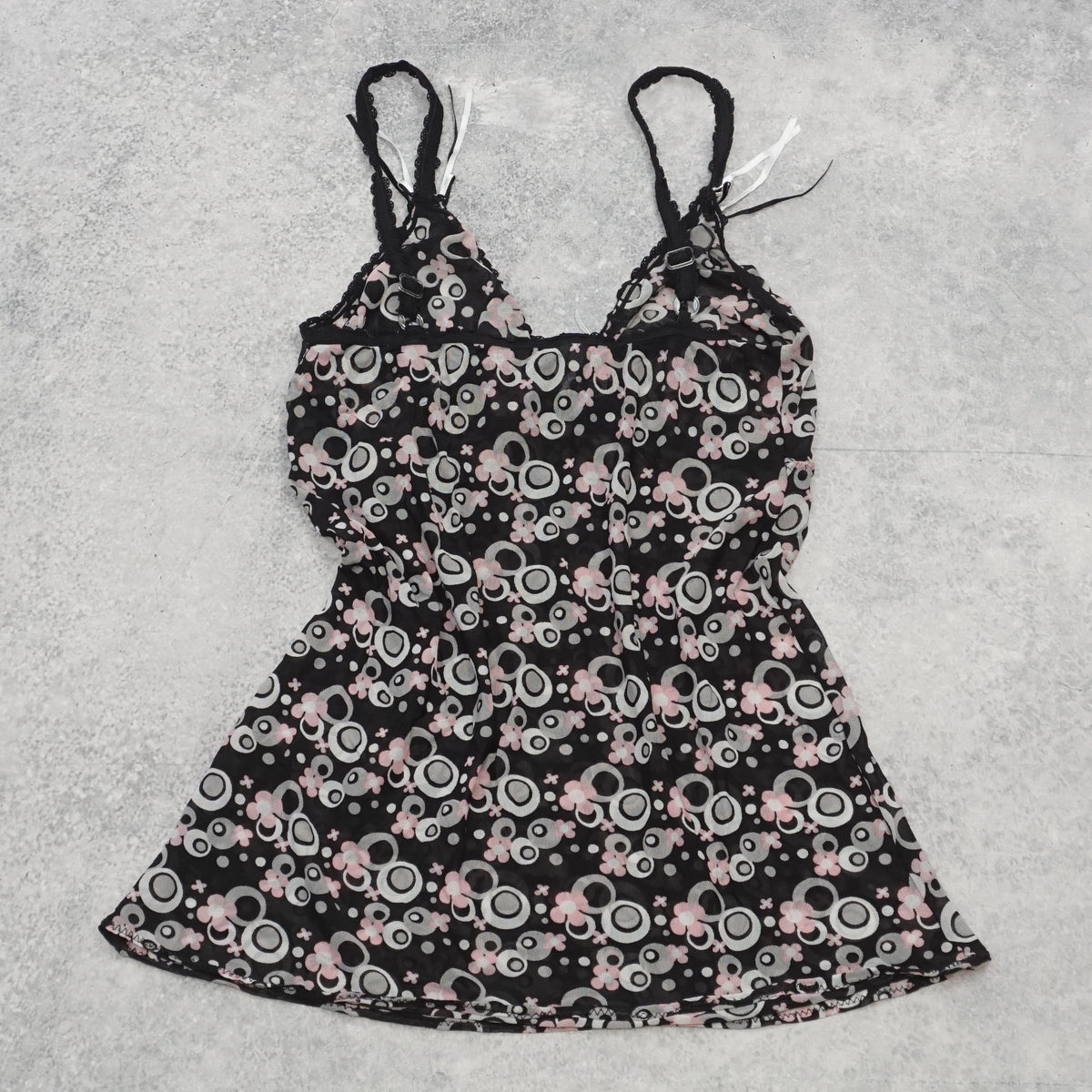 2000s Sheer Circle Print Cami Top
