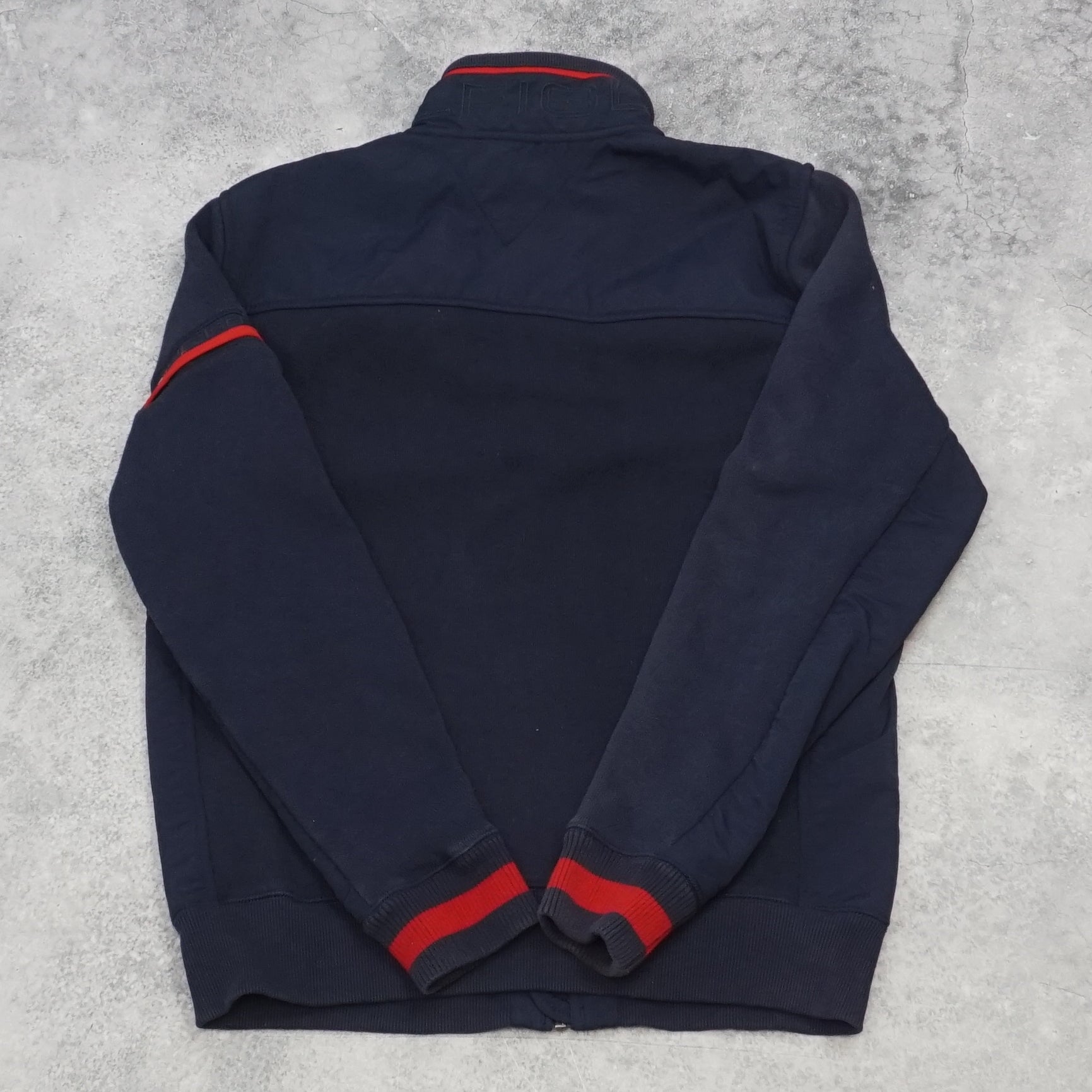 2000s Tommy Hilfiger Navy Red Stripe Track Jacket
