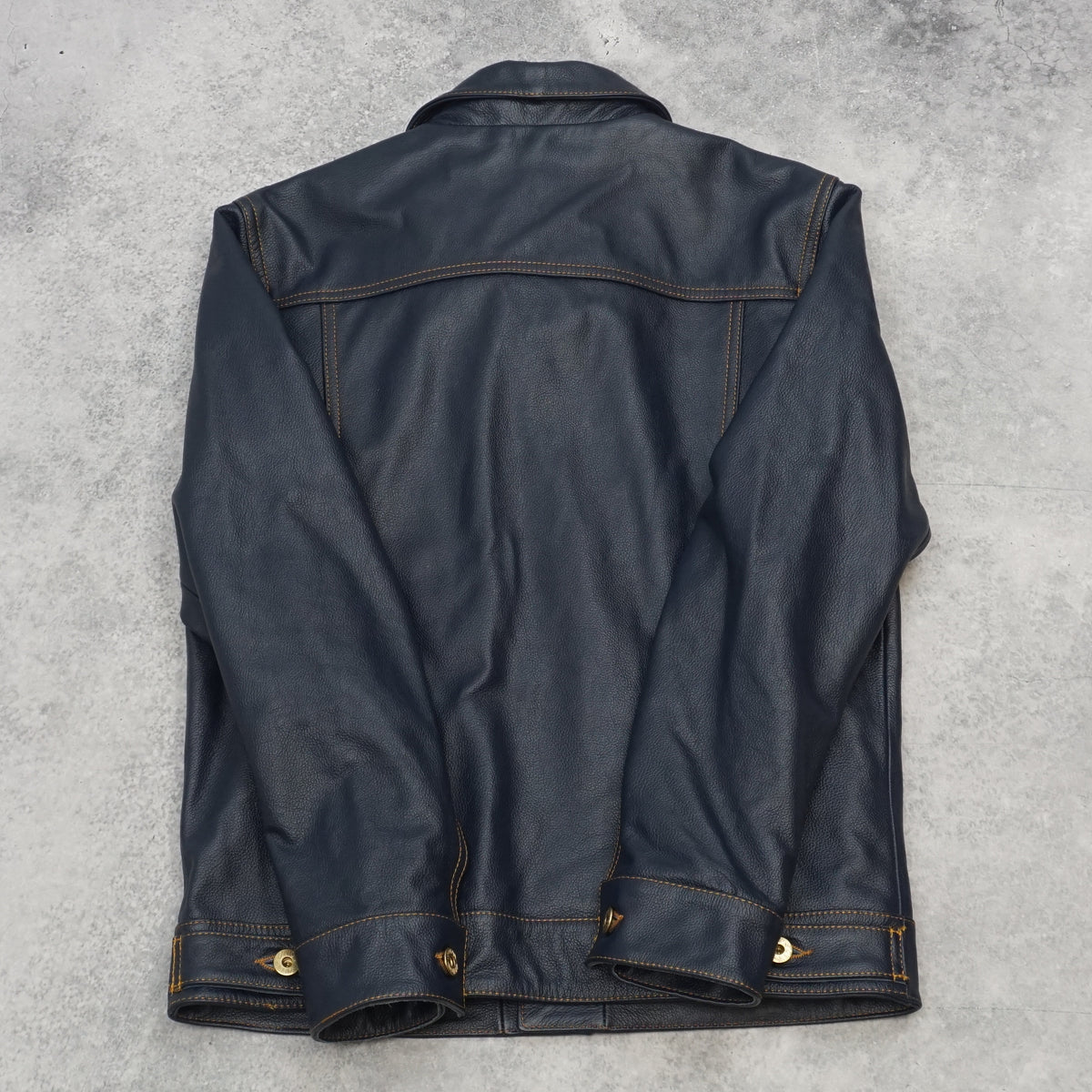 Copersian Navy Trucker Leather Jacket