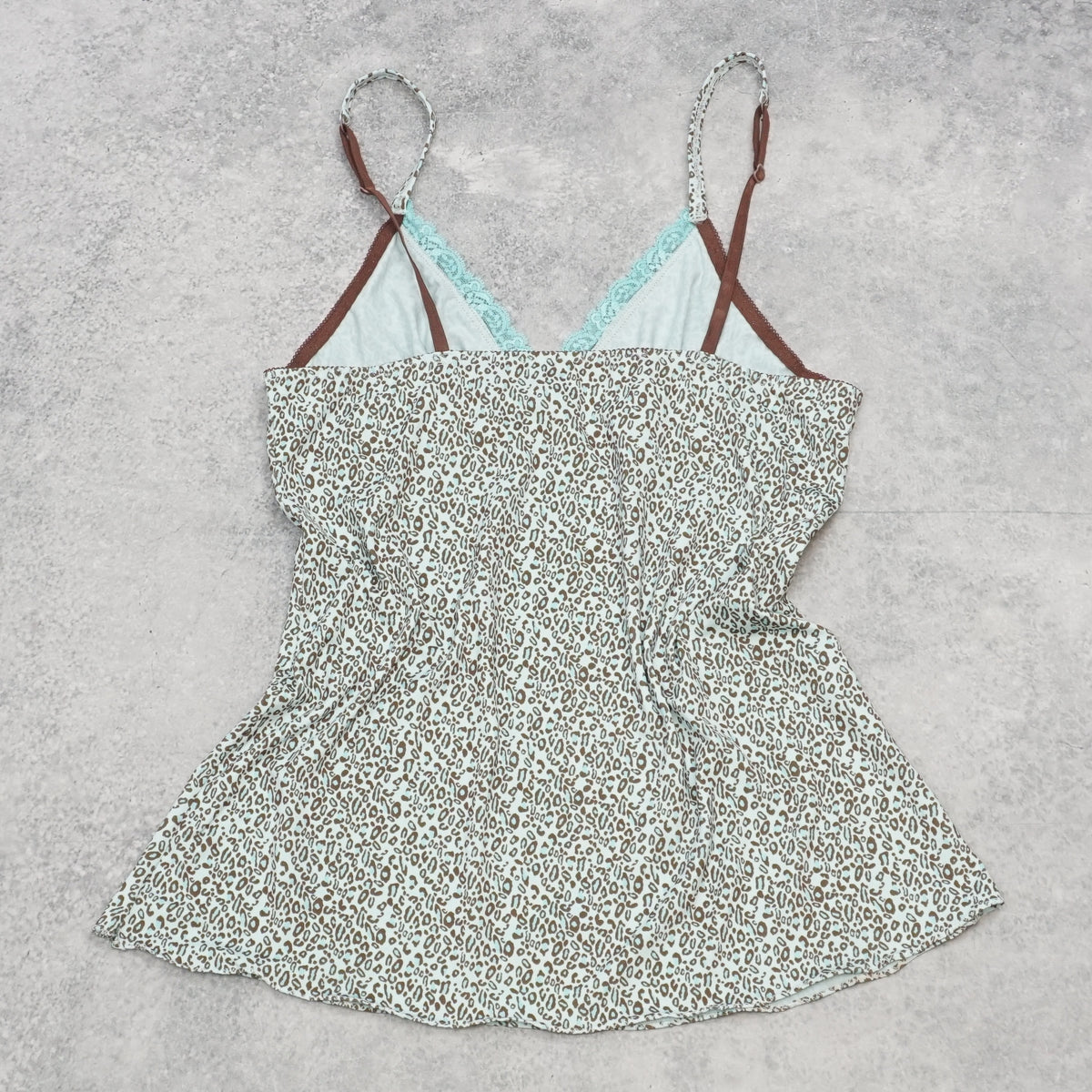 2000s Leopard Lace Trim Cami Top