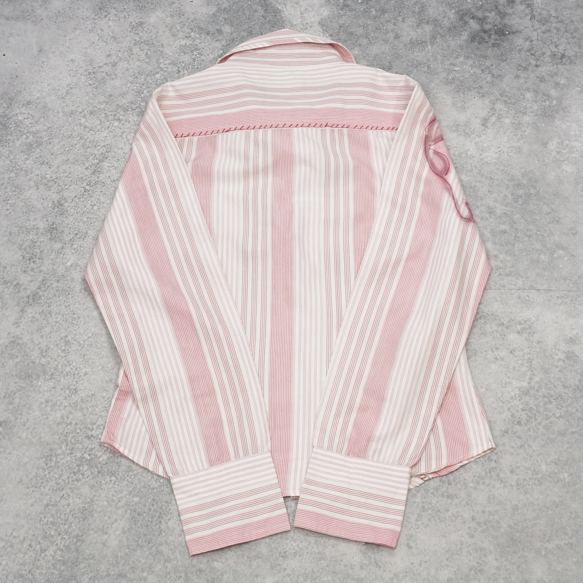 2000s Para Nada Striped Embroidered Fitted Shirt