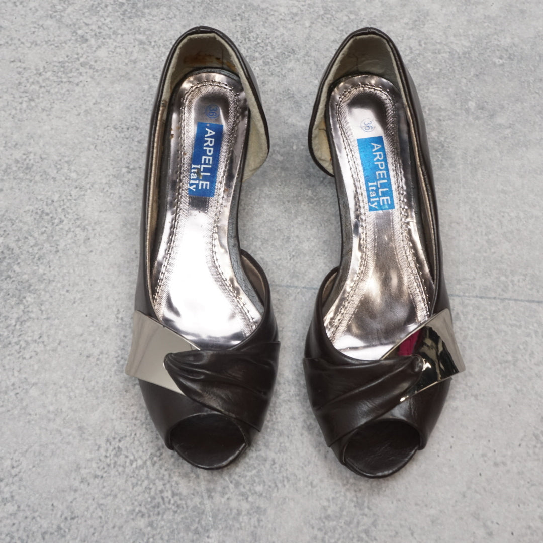 2000s Arpelle Italy Peep Toe Wedge Heels