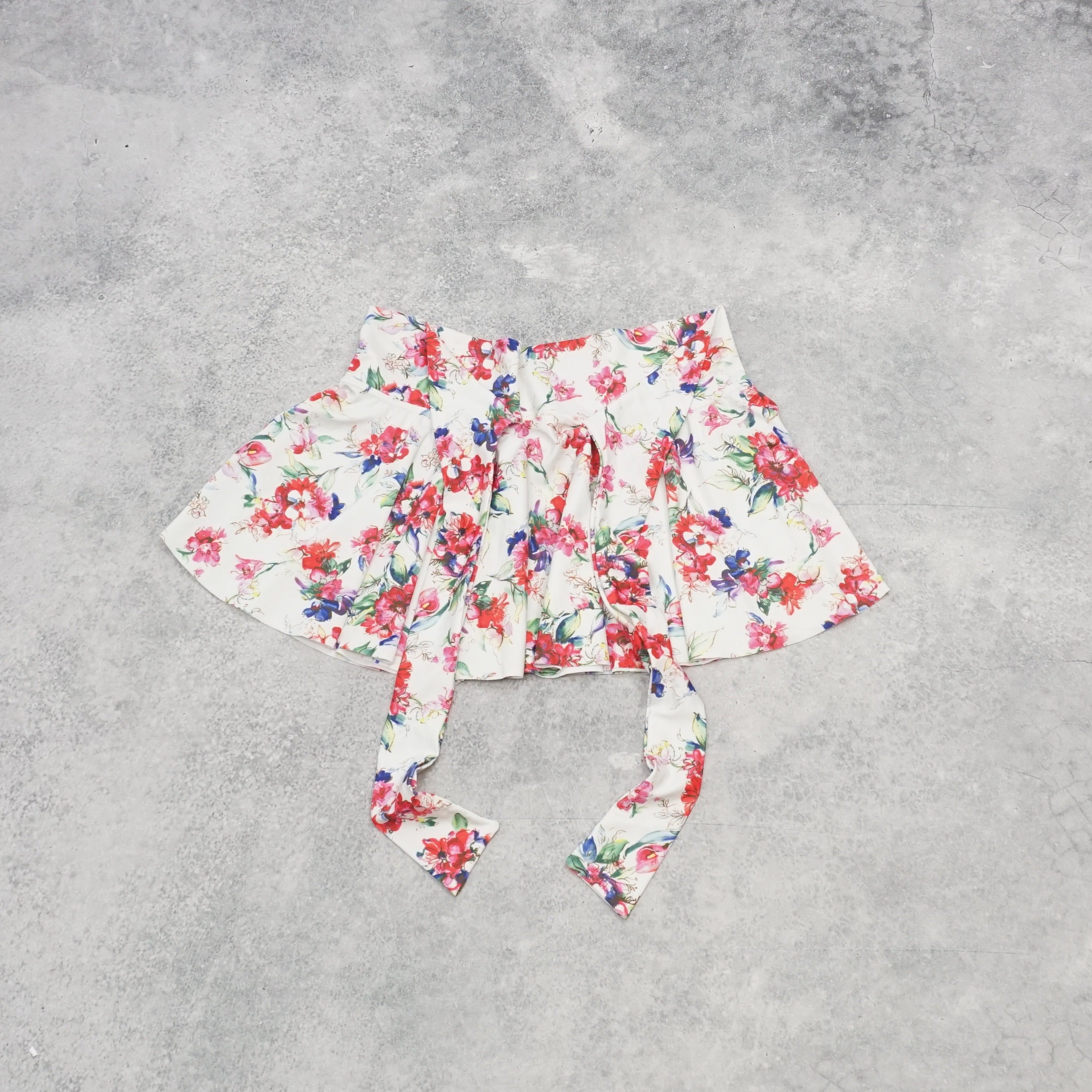 Floral Tie-Waist Mini Skirt