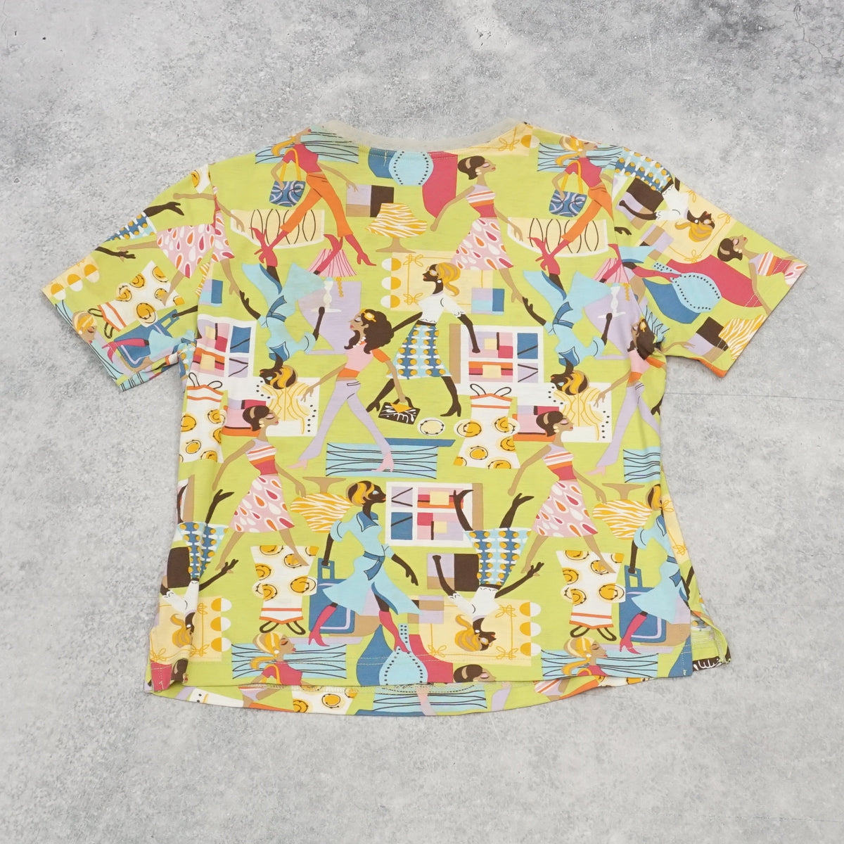 90s La Forchetta Graphic Abstract Print T-Shirt Top