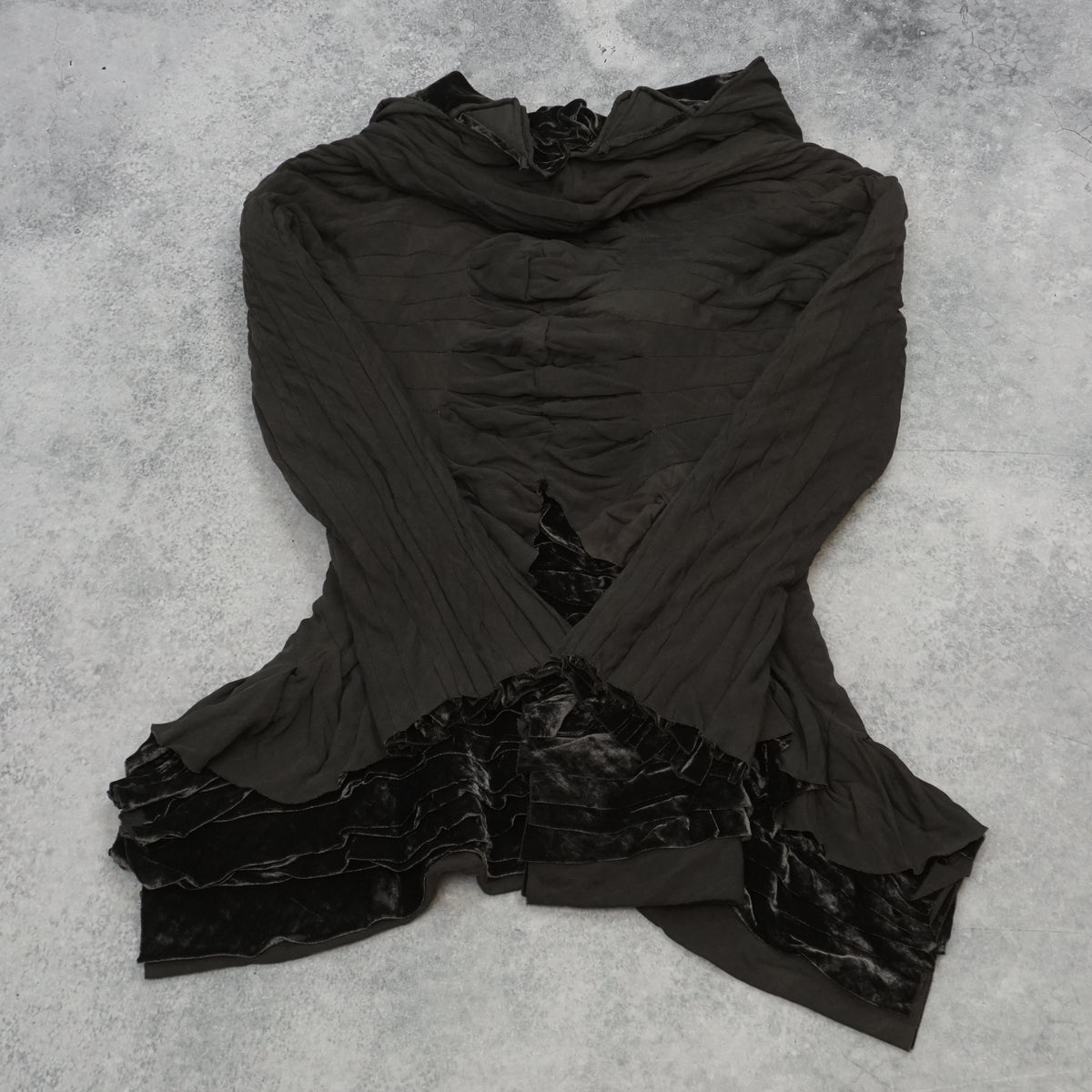 2000s Junya Watanabe Velvet Pleated Ruffle Jacket