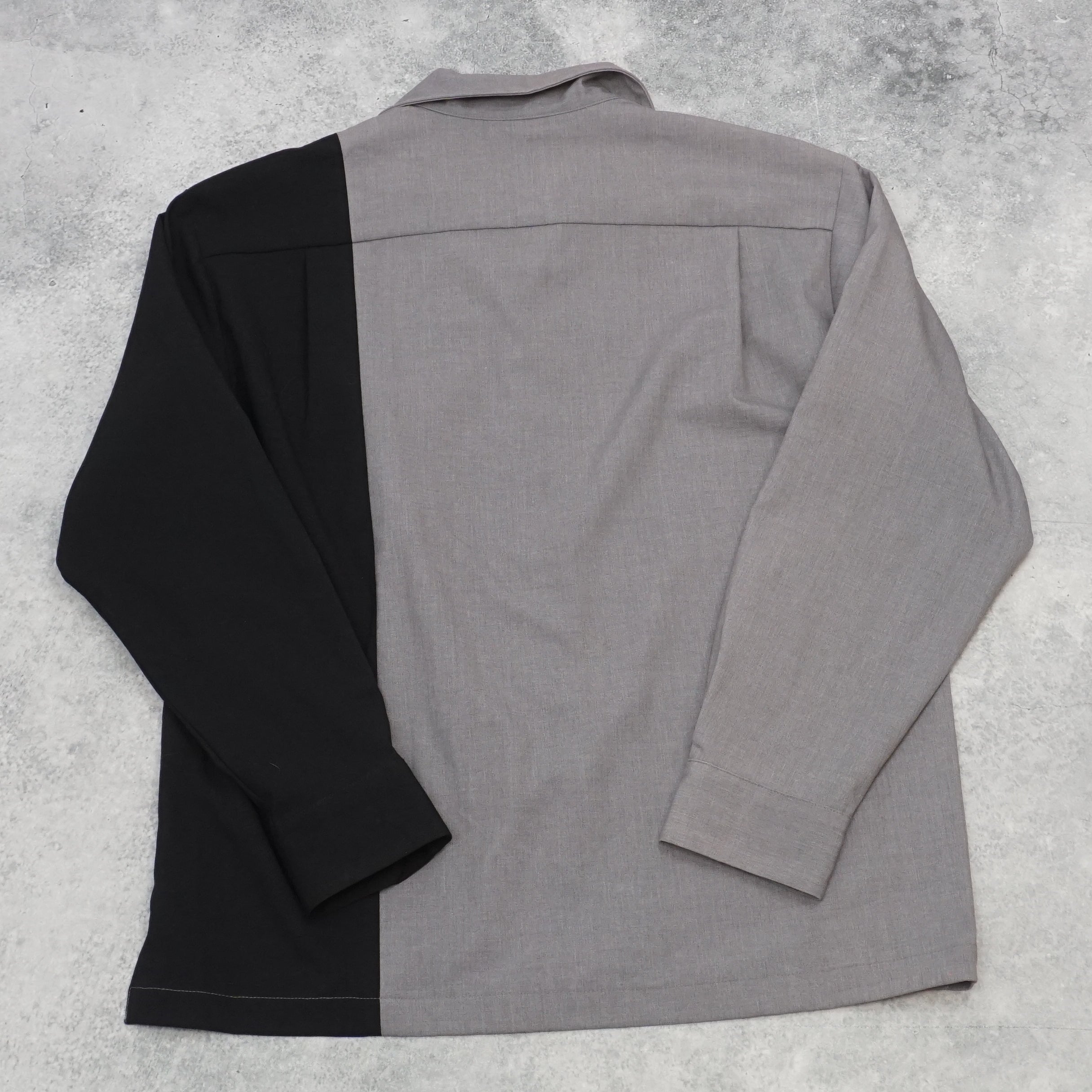 2000s Miharayasuhiro Two-Tone Colourblock Open Collar Button Up