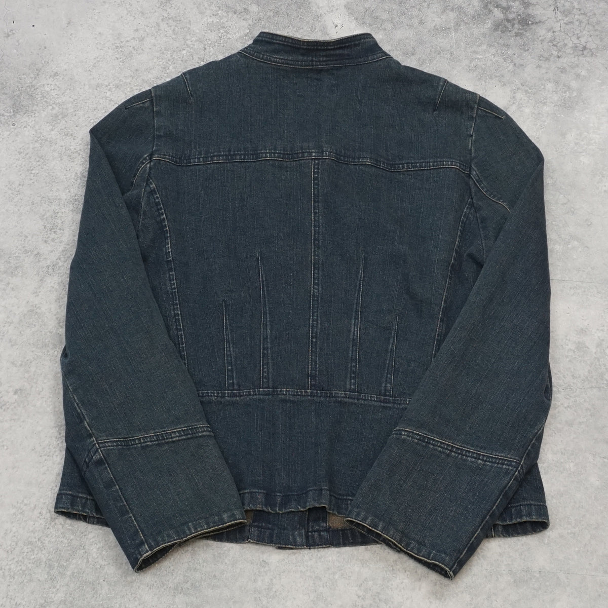 2000s Jacqui-E Stand Collar Button Up Denim Jacket