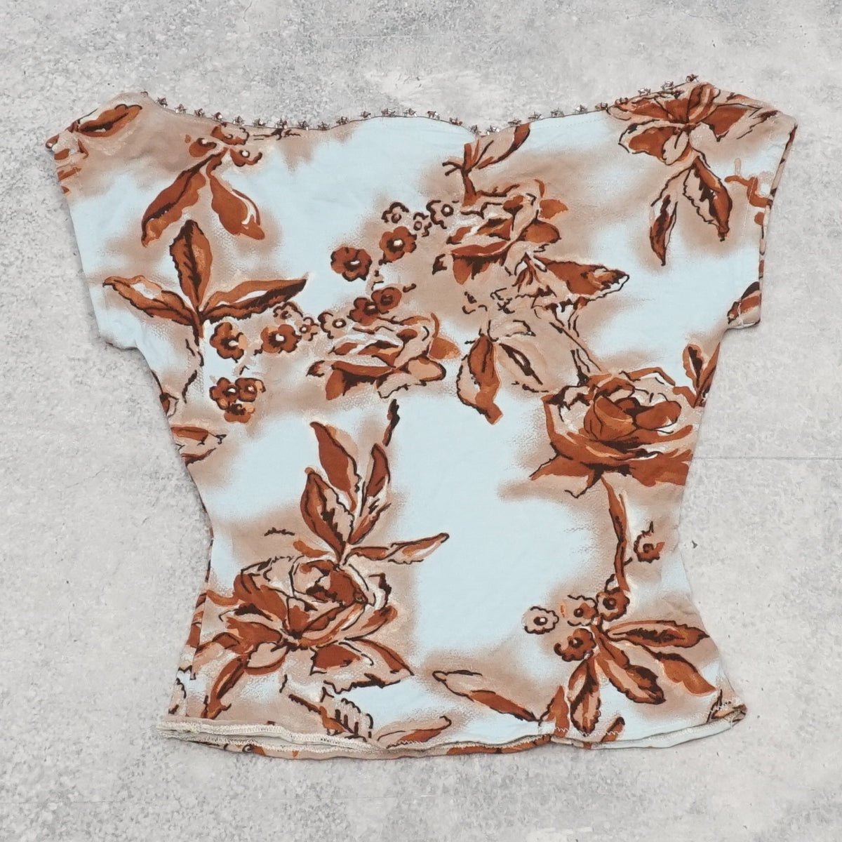 2000s Anna Molinari Floral Beaded Top
