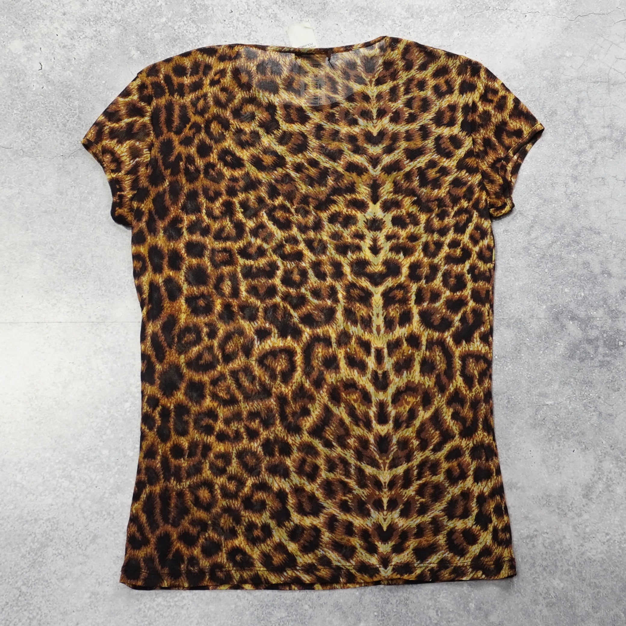 2000s MNG Leopard Print Sheer Top