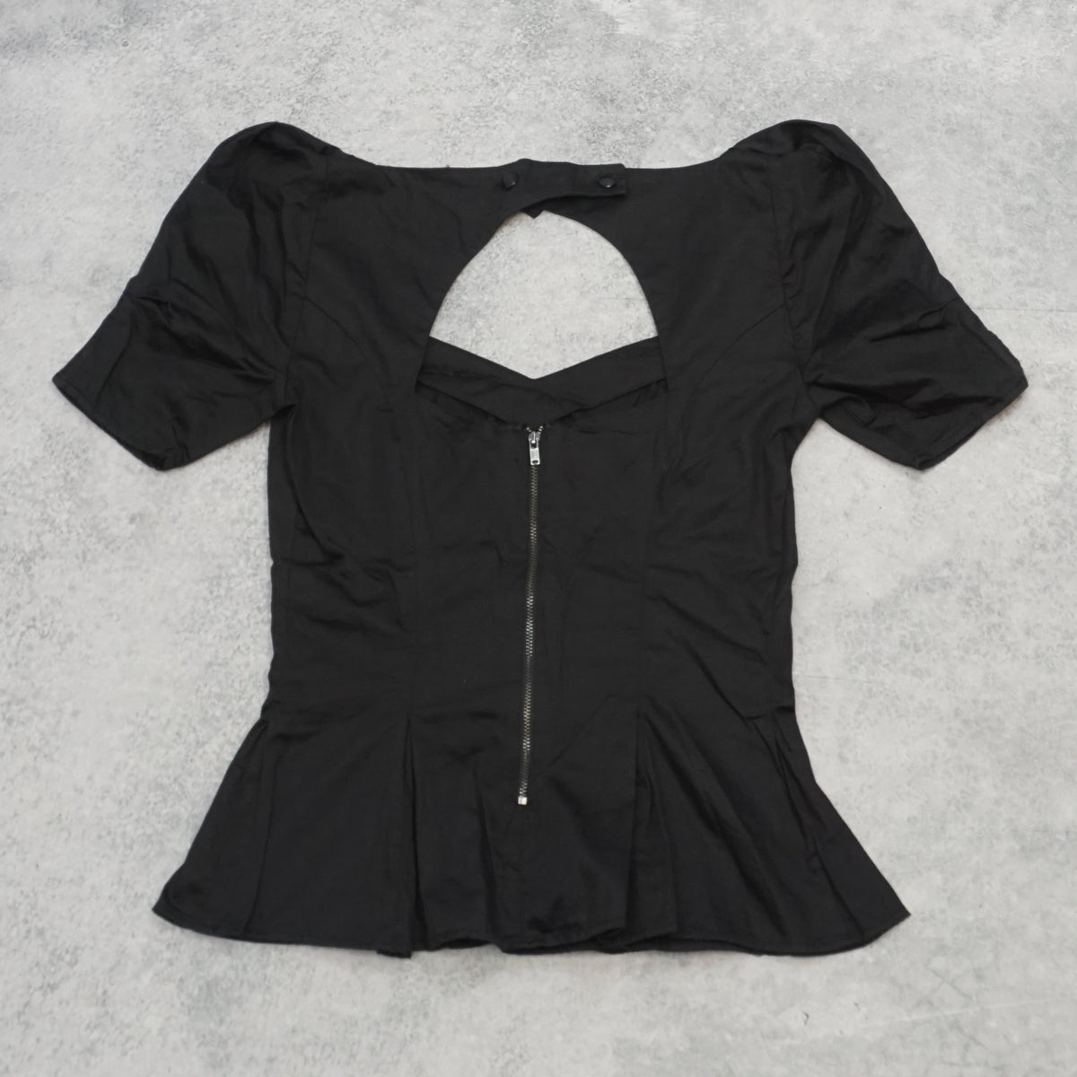 Warehouse Peplum Open Back Zip Top