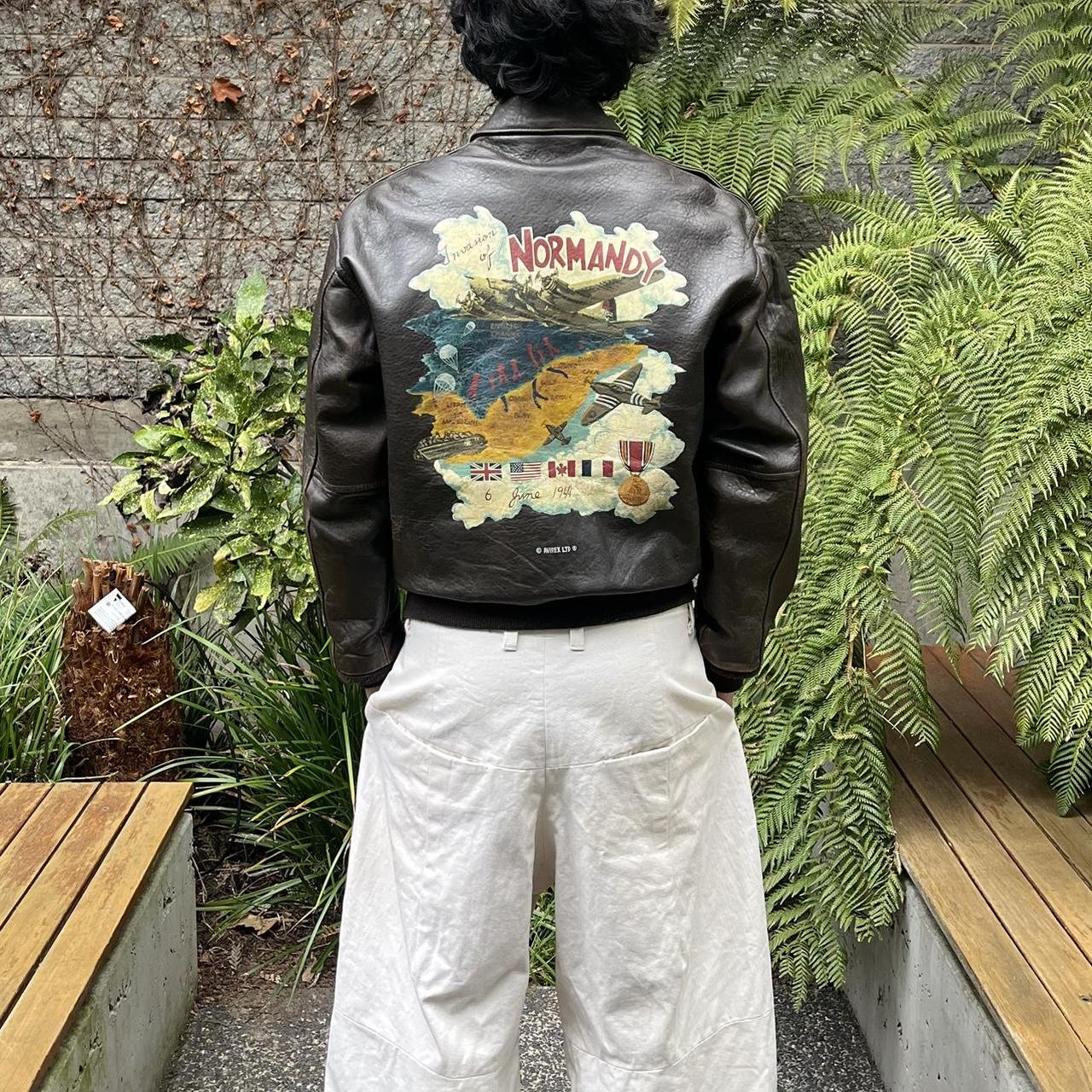 90s Avirex Embroidered Leather Jacket