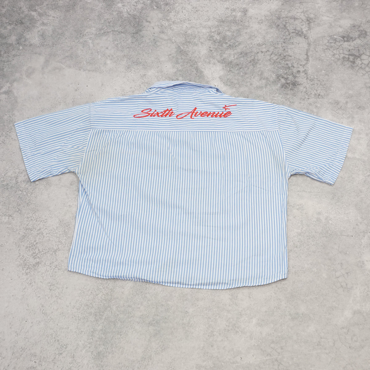 Sixth Avenue Striped Cropped Embroidered Button Up