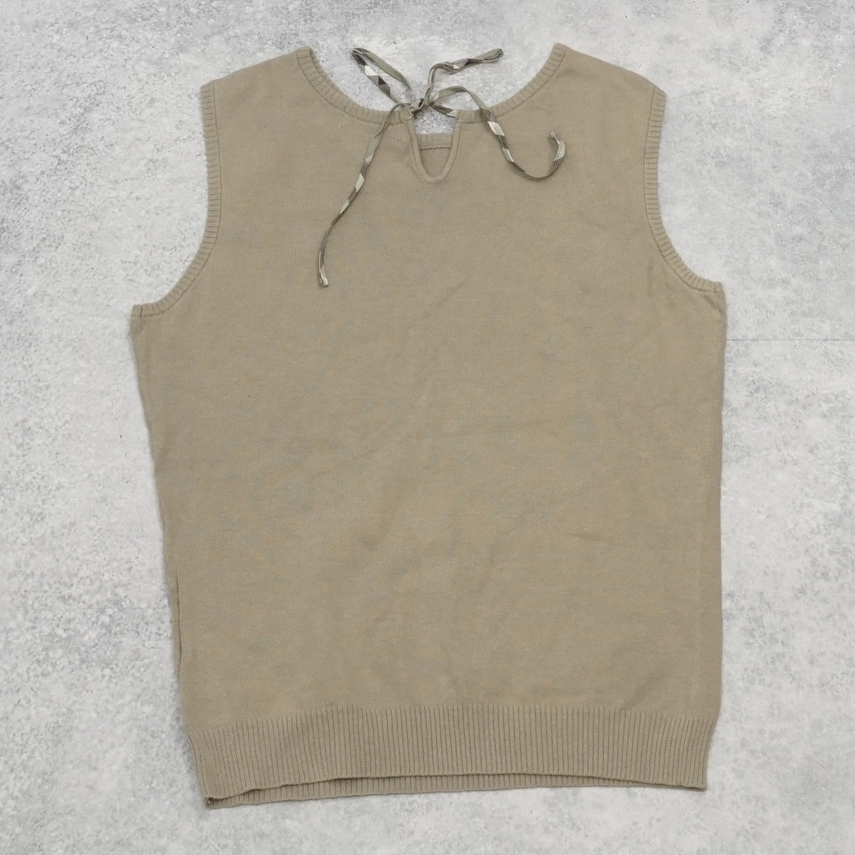 2000s Burberry London Blue Label Tie Neck Knit Vest Top