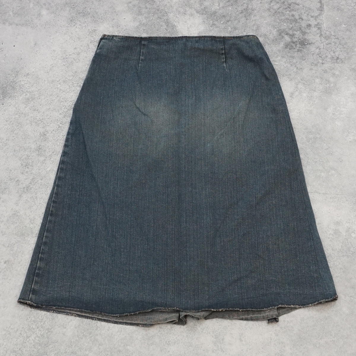 2000s Sisley Denim Pleated Midi Skirt