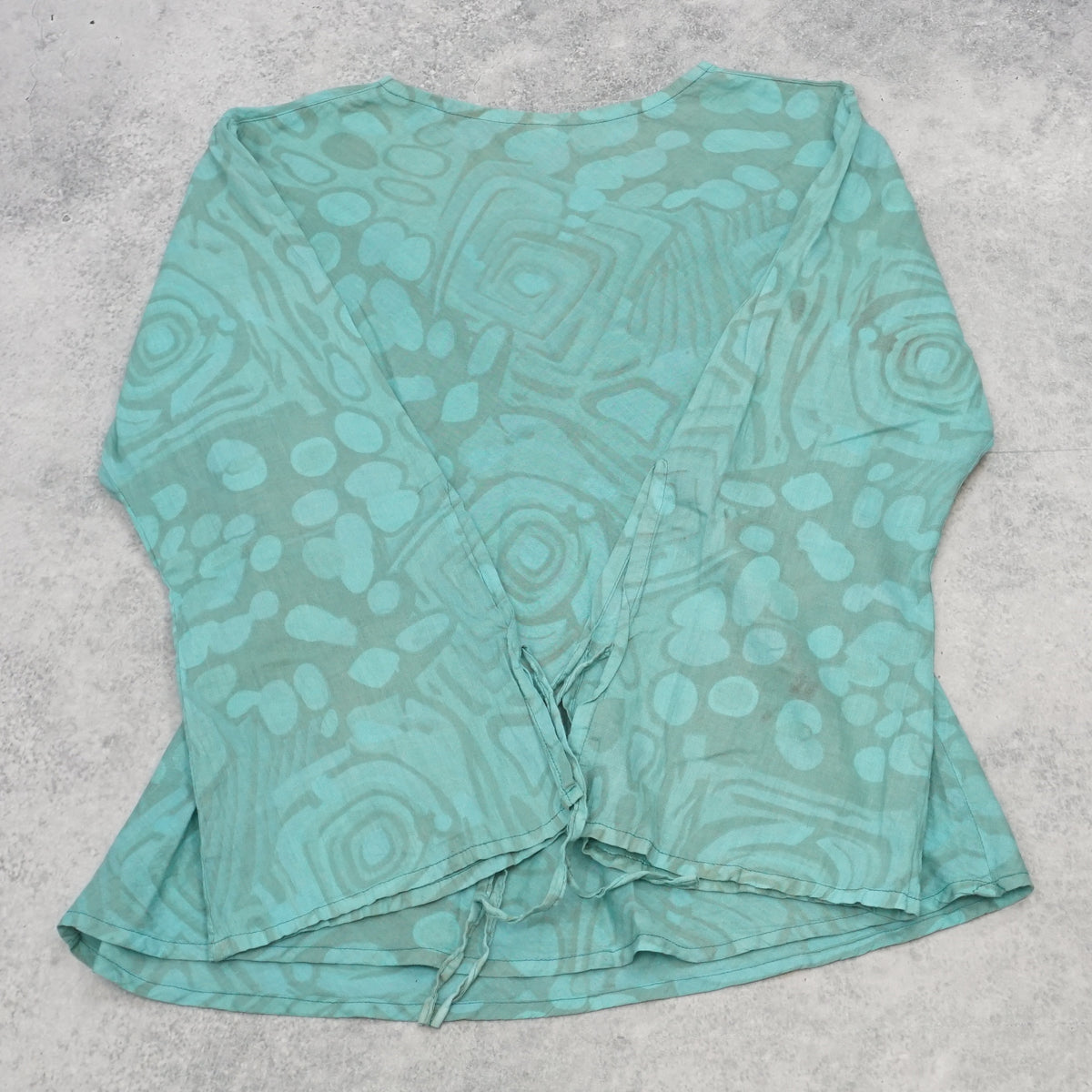 Abstract Print Wrap Blouse