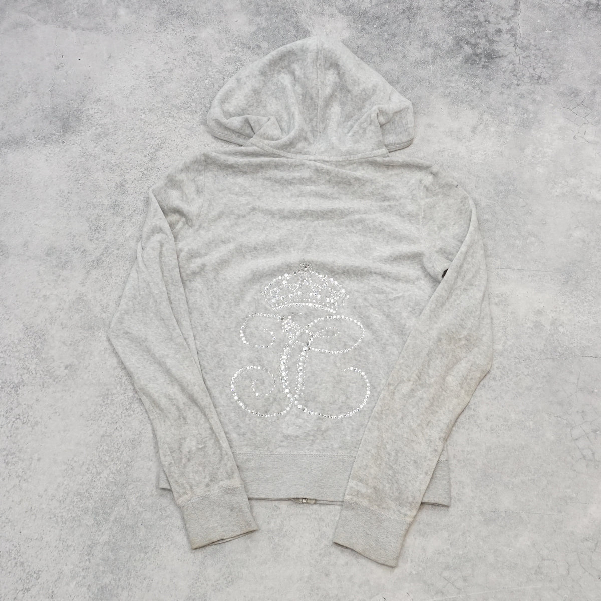2000s Juicy Couture Velour Rhinestone Crown Hoodie Velour