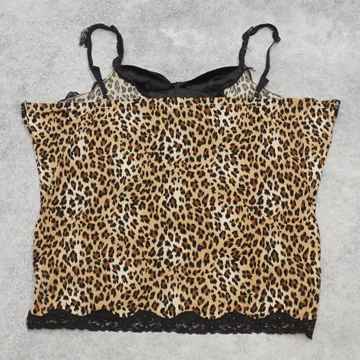 2000s Cornflake Leopard Print Lace Trim Cami Top