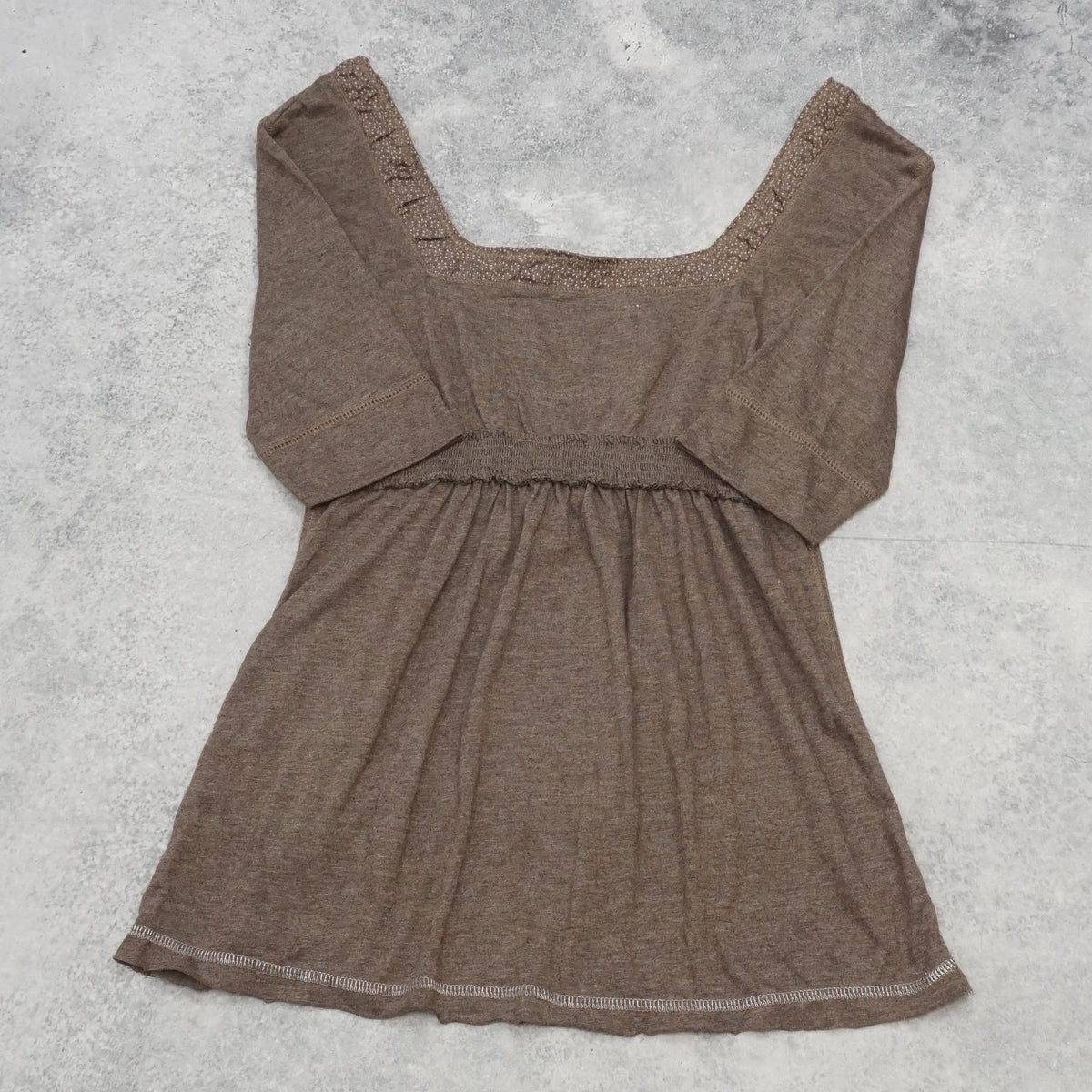 2000s Color Box Square Neck Empire Waist Top