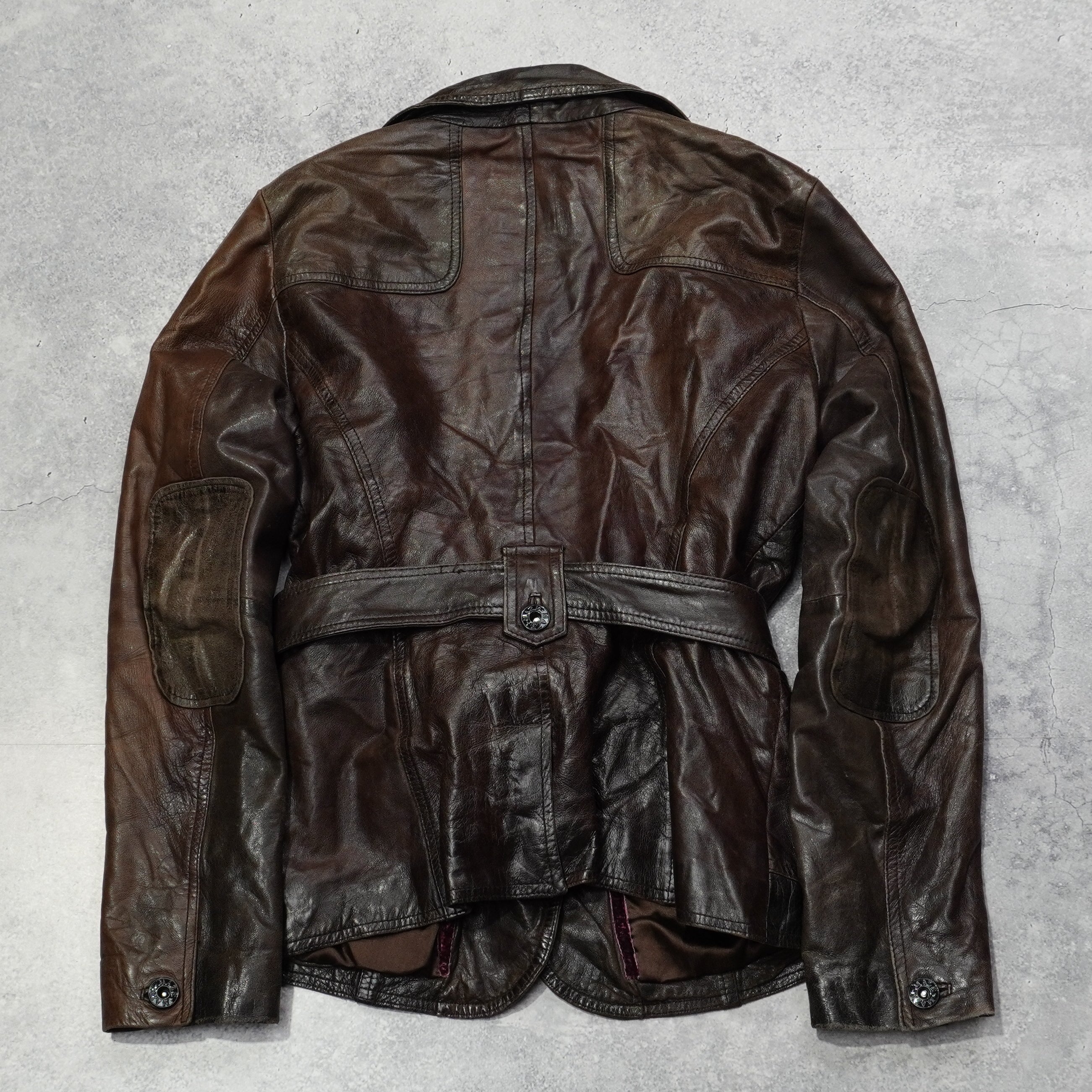 2000s Maze Leather Belted Jacket