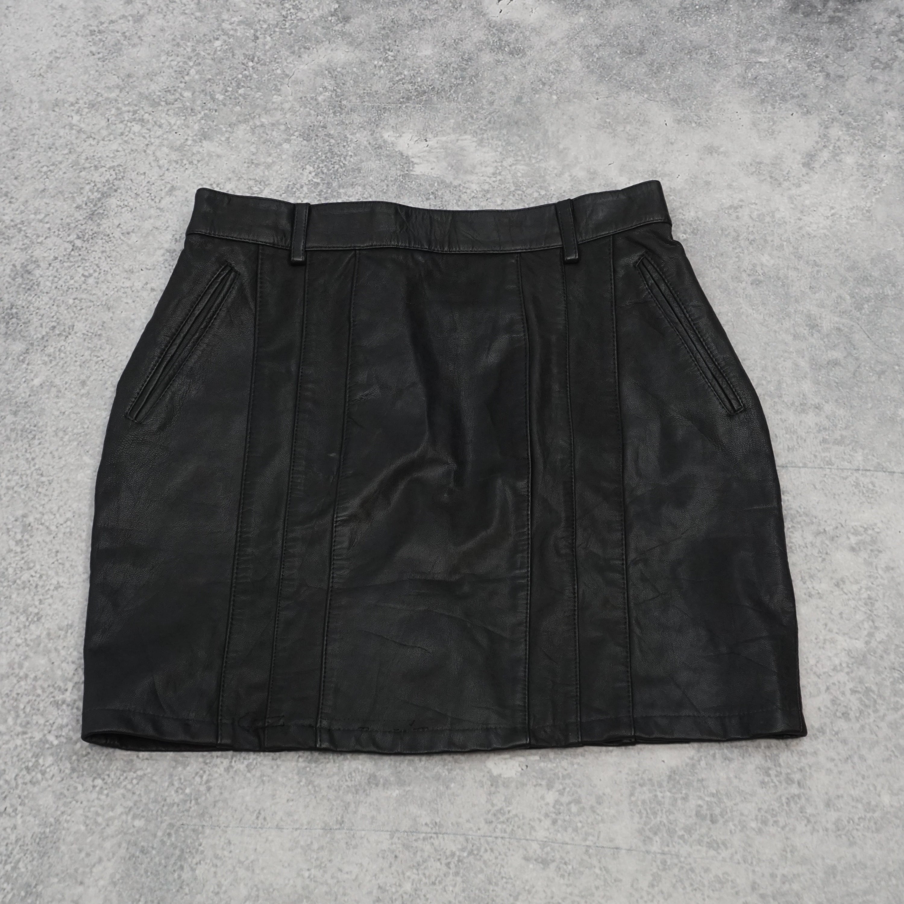 90s Gold Crown Leather Skirt