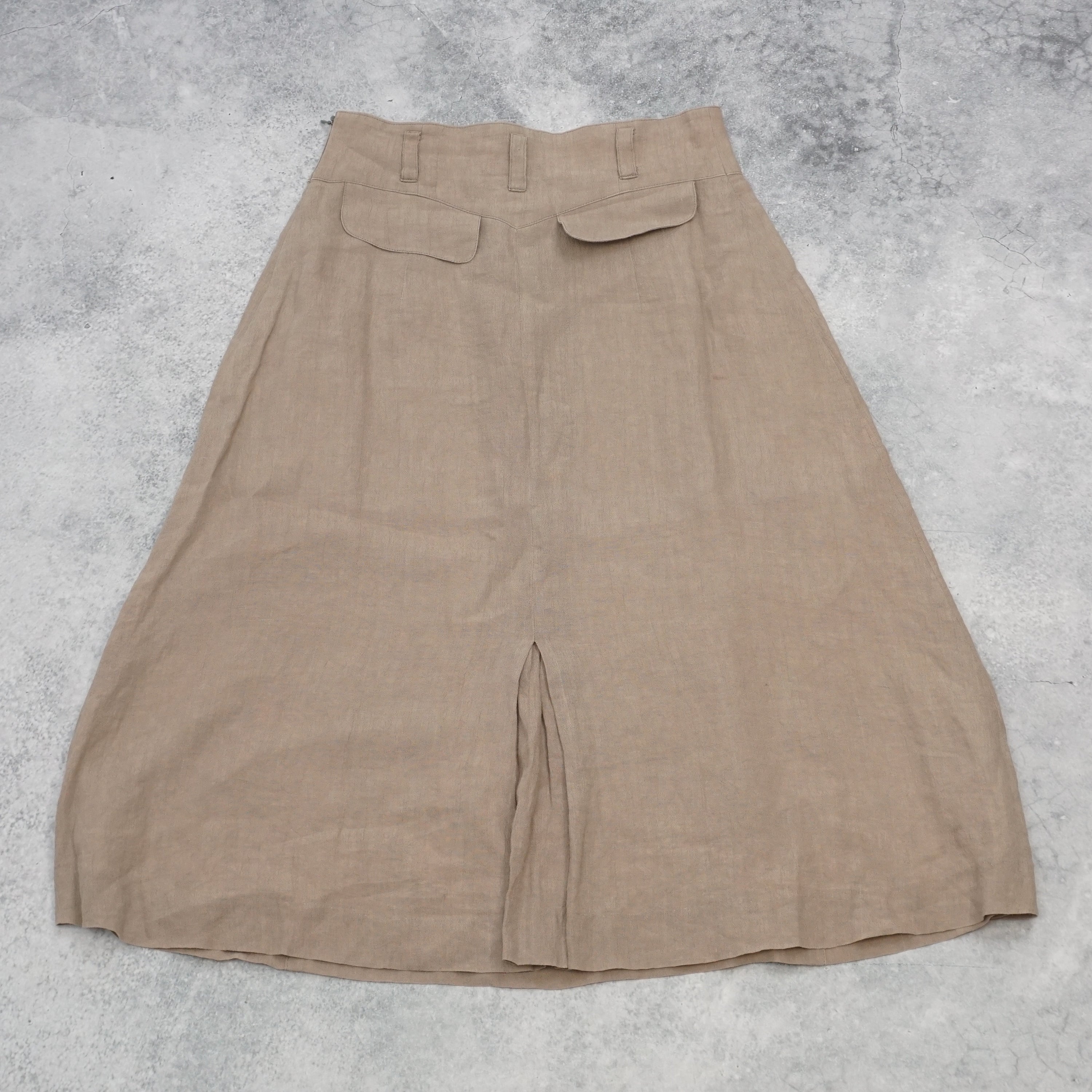 Keffy Linen A-Line Midi Skirt