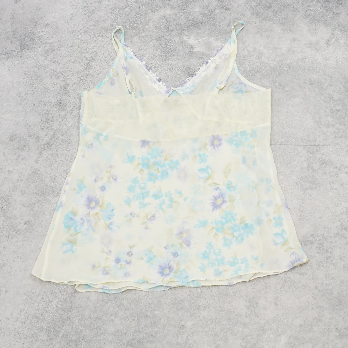 2000s Floral Lace Trim Cami Top