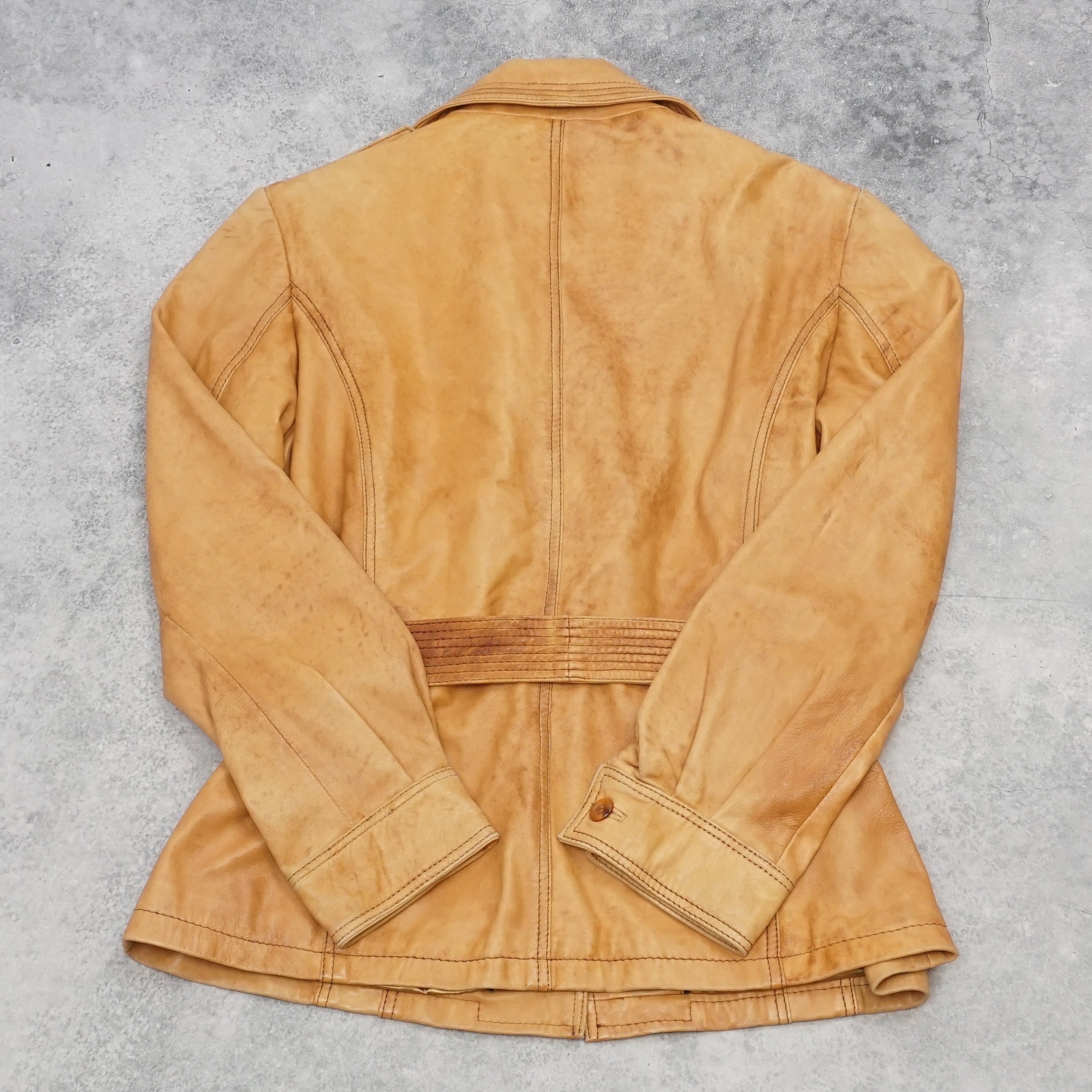 2000s Via Reggio Belted Safari Leather Jacket