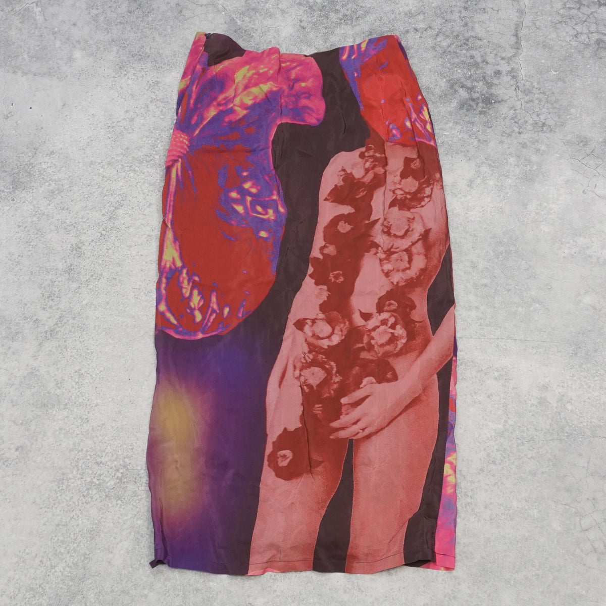 With Jéan Floral Graphic Ruched Midi Skirt