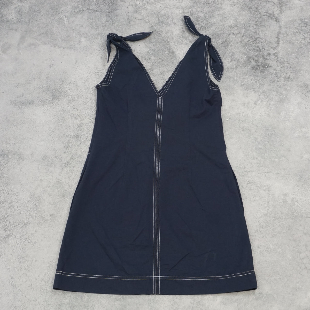 Oroton Tie Shoulder Contrast Stitch Dress Mini