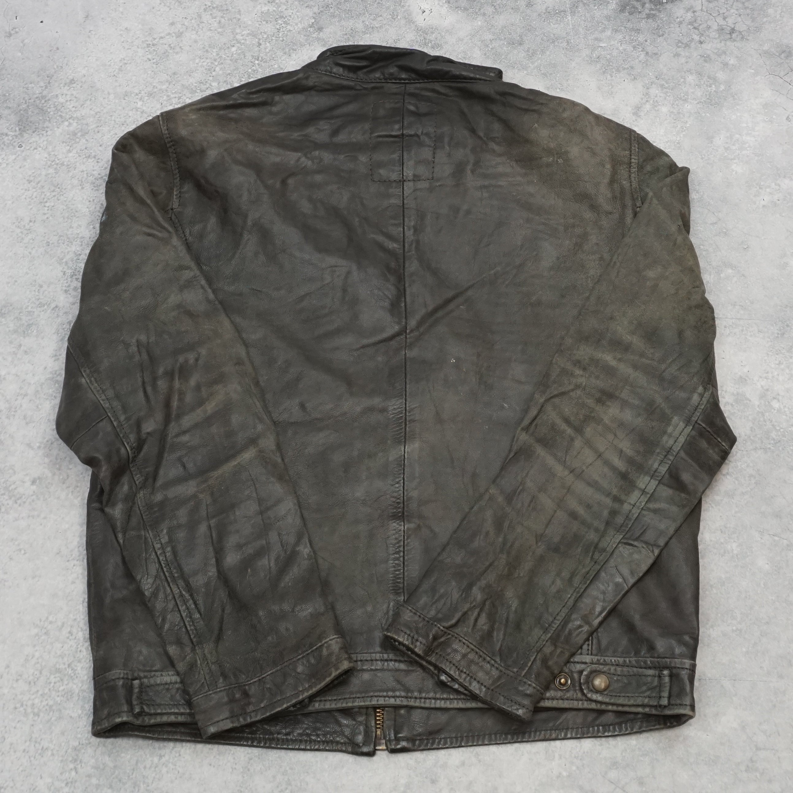 2000s Park by b&c Distressed Leather Jacket