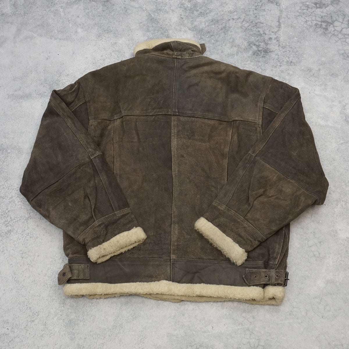 90s Spirit By Aristomann Shearling Suede Buckle Leather Jacket Aviator
