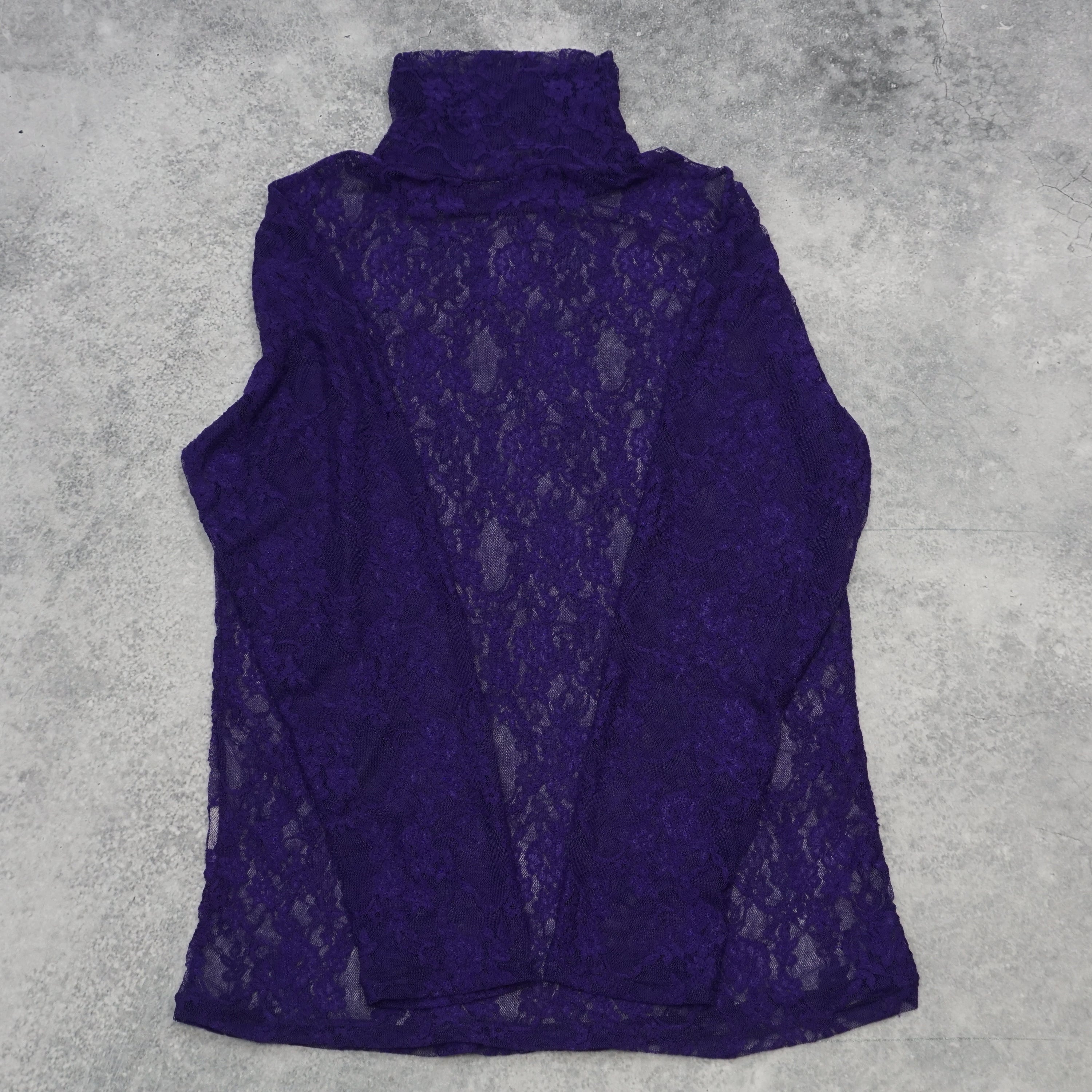 K Woman Lace Overlay Top Turtleneck