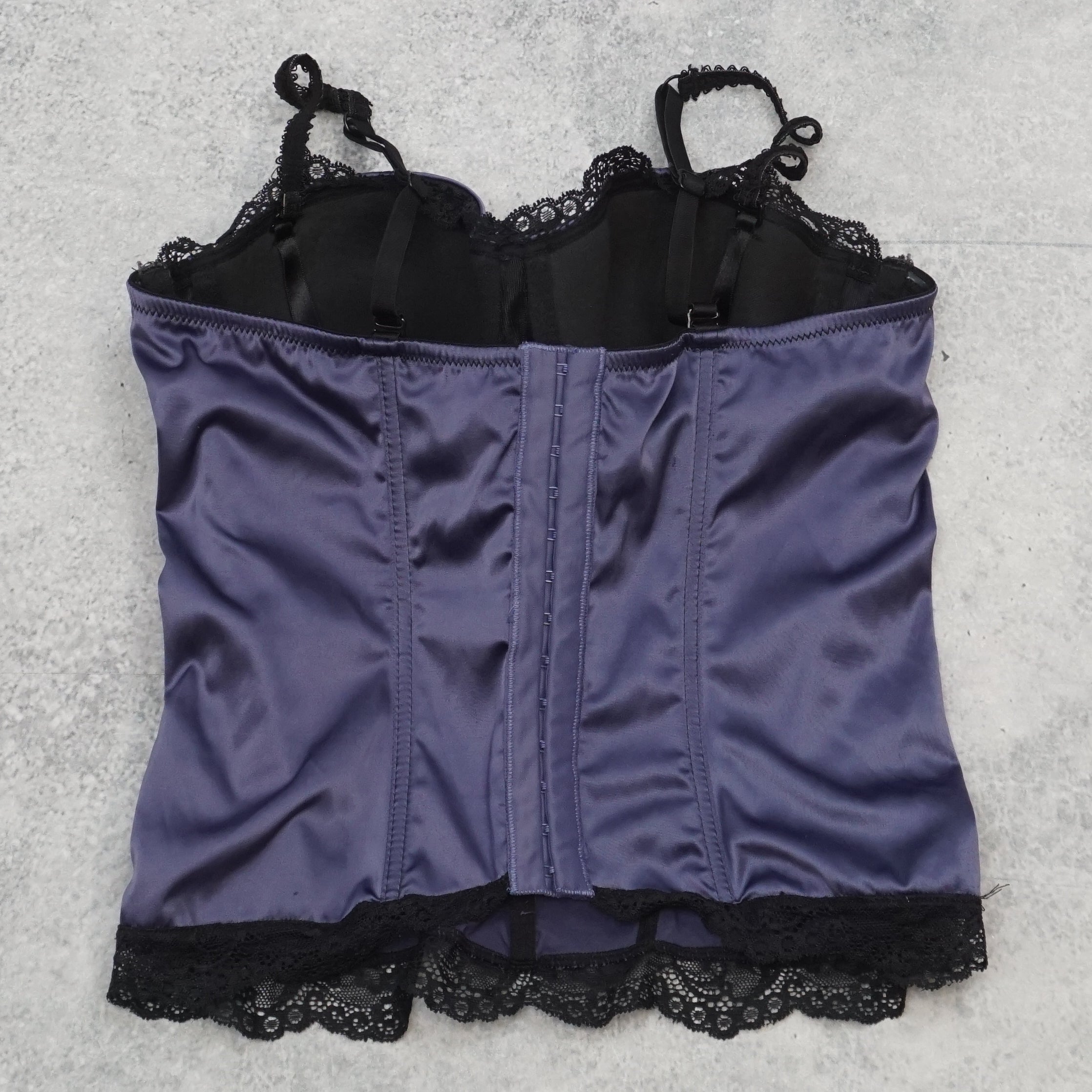 2000s Brigitte Bardot Satin Lace Corset Cami Top