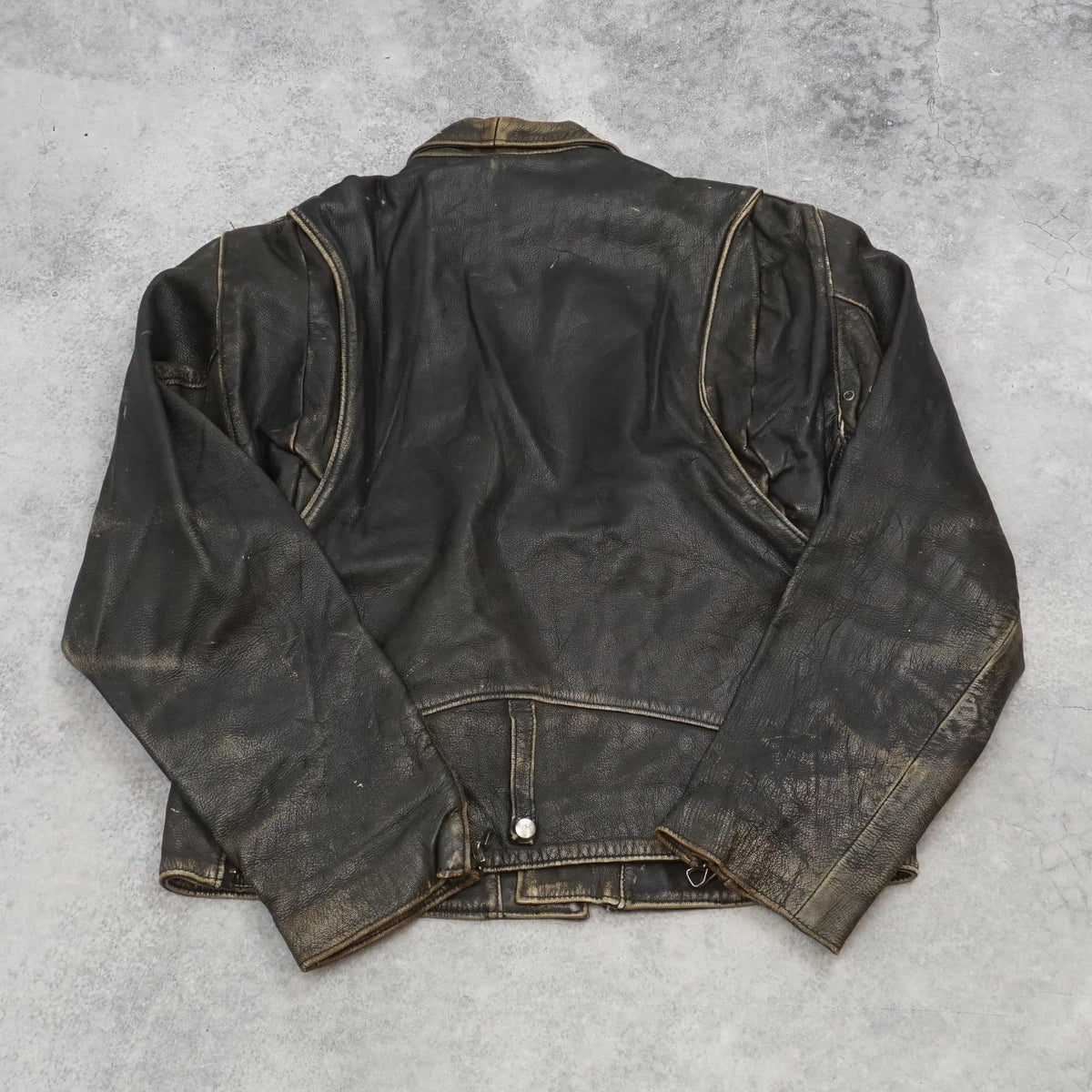 80s Distressed Biker Leather Jacket