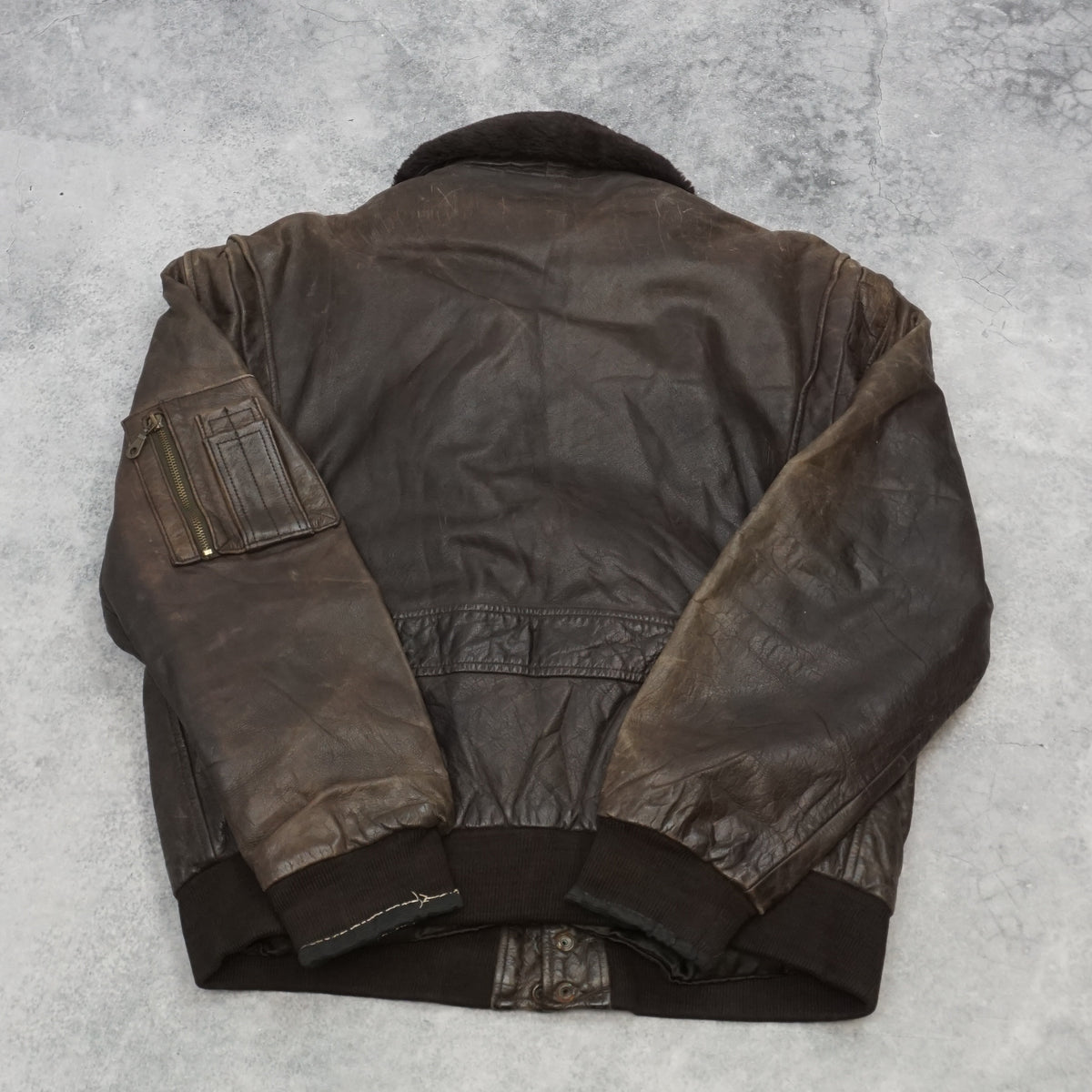 80s Flight Bomber Shearling Collar Leather Jacket