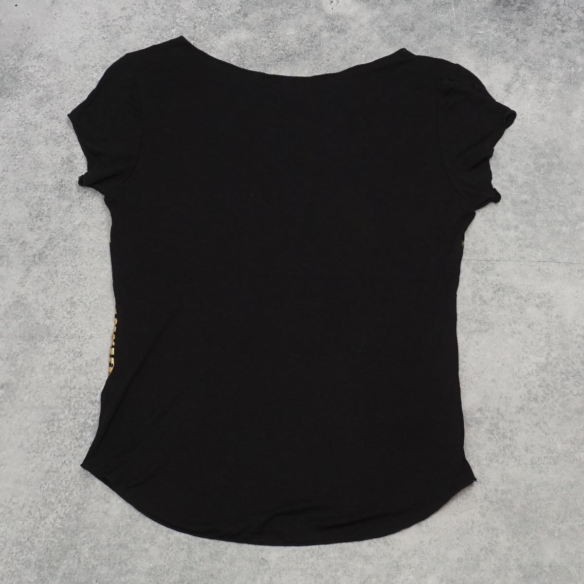 2000s Bebe Gold Foil Feather Rhinestone Top
