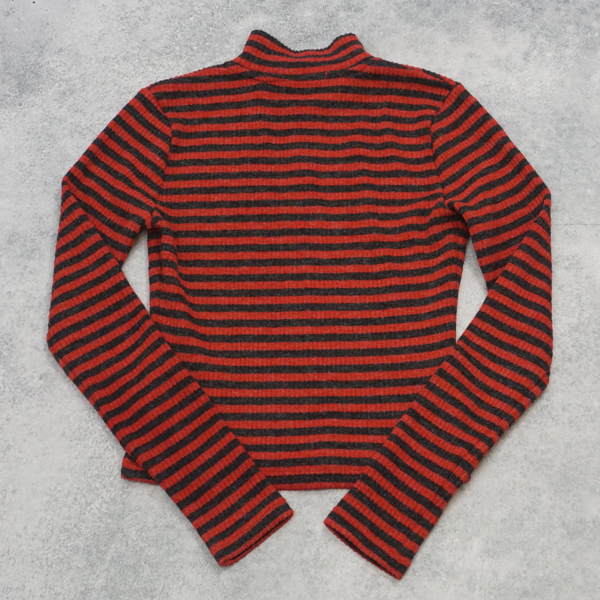 Lioness Striped Mock Neck Zip Up Knit