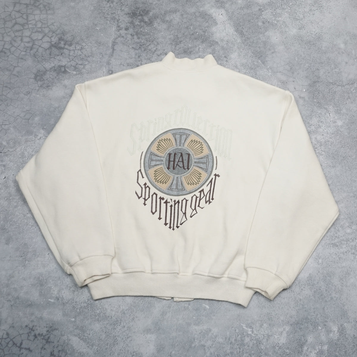 90s Hai Sporting Gear Embroidered Bomber Zip Up Sweatshirt