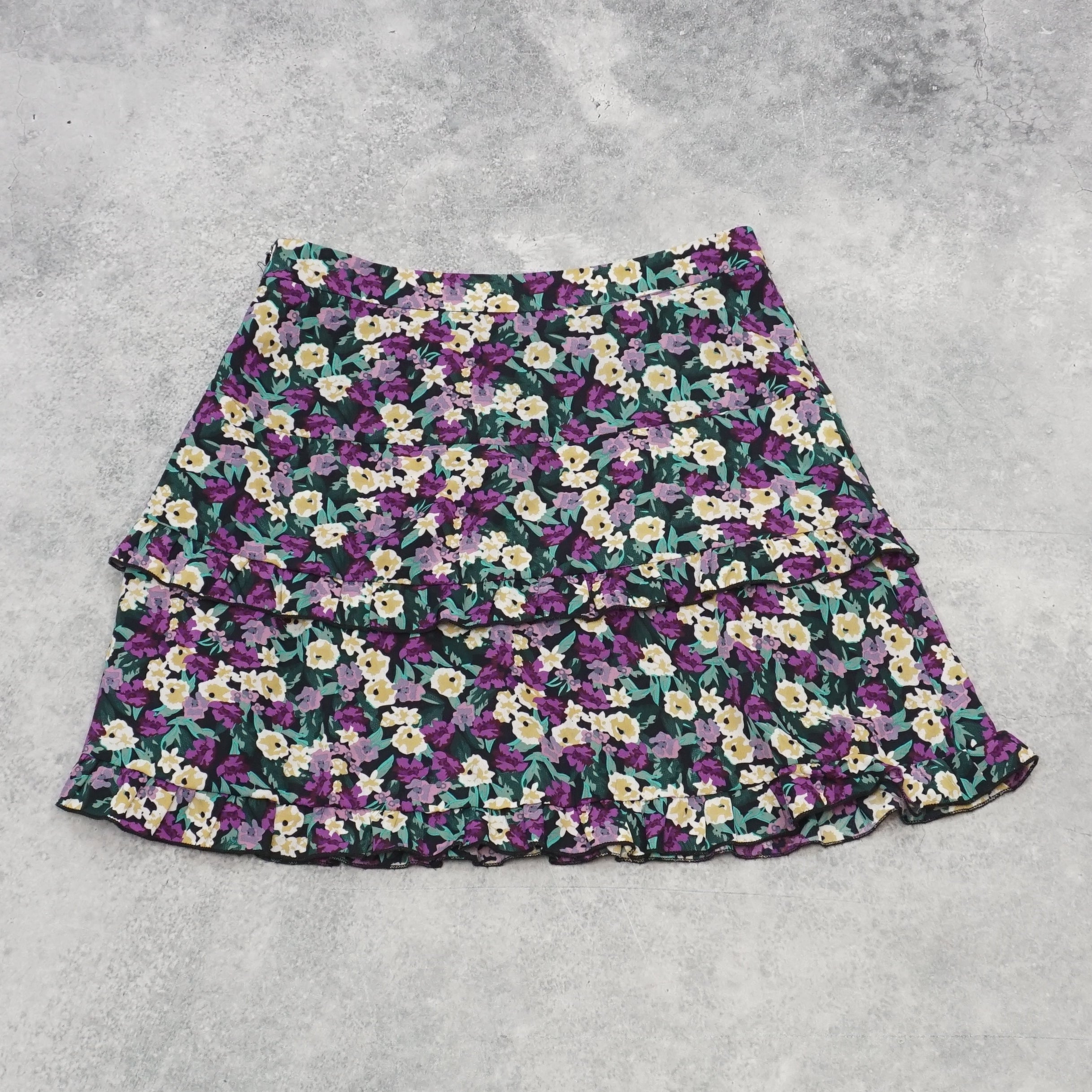 2000s Elenza By L&L Floral Tiered Mini Skirt
