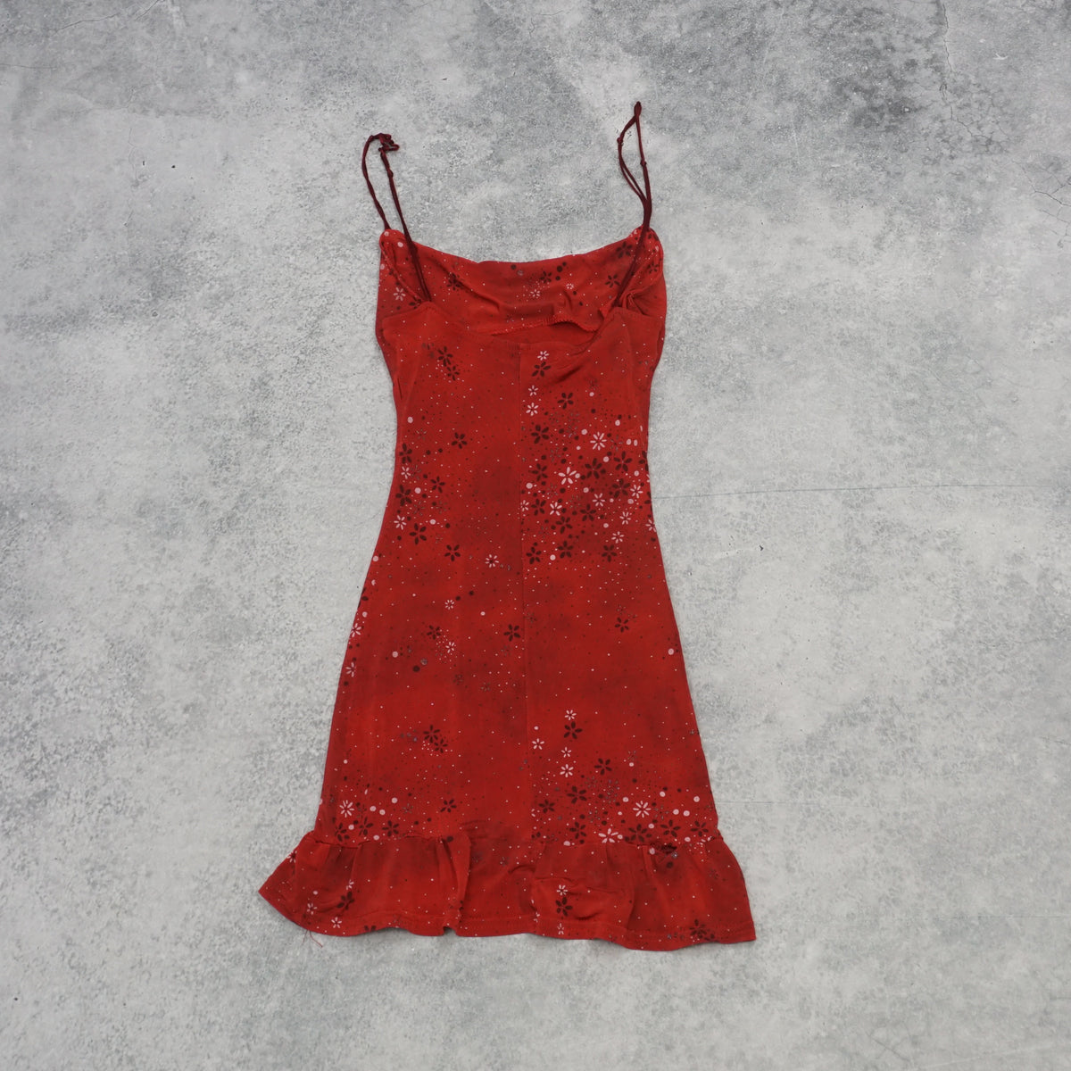 2000s Sasch Floral Glitter Ruffle Slip Dress Mini