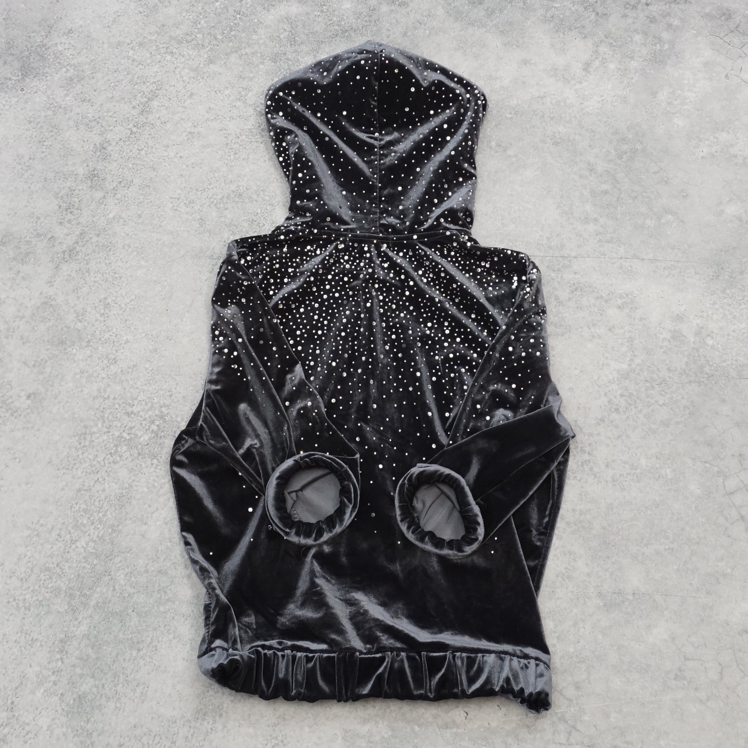 2000s Dolce & Gabbana Velvet Crystal Embellished Hoodie Jacket