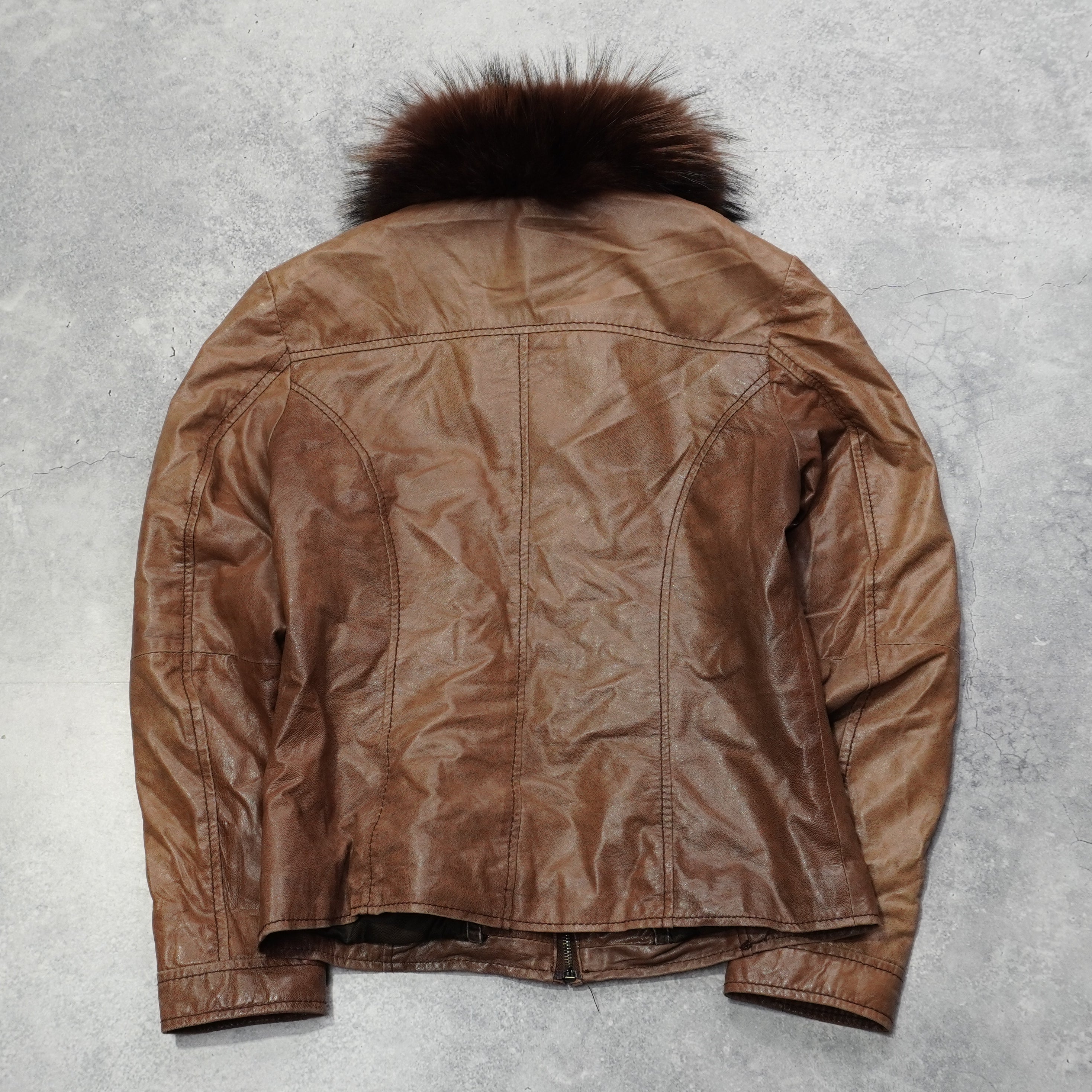 2000s Conbipel Racoon Fur Leather Jacket